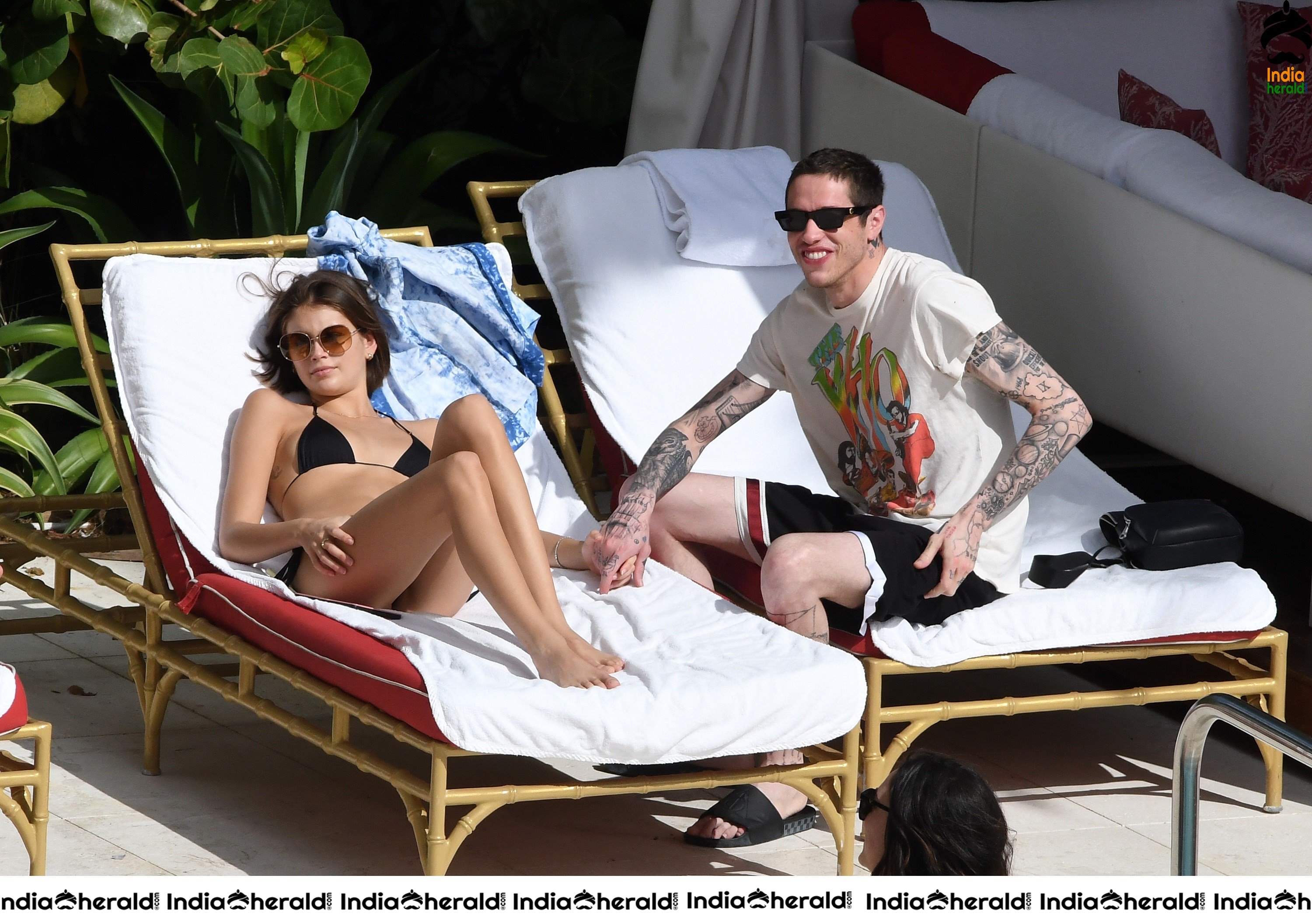 Kaia Gerber in a Black Bikini at a Pool in Miami Set 2