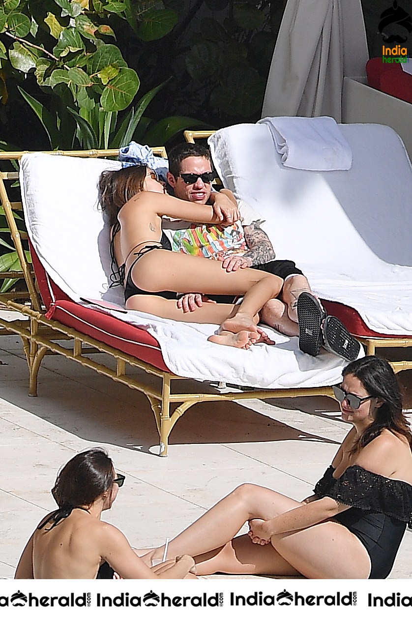 Kaia Gerber in a Black Bikini at a Pool in Miami