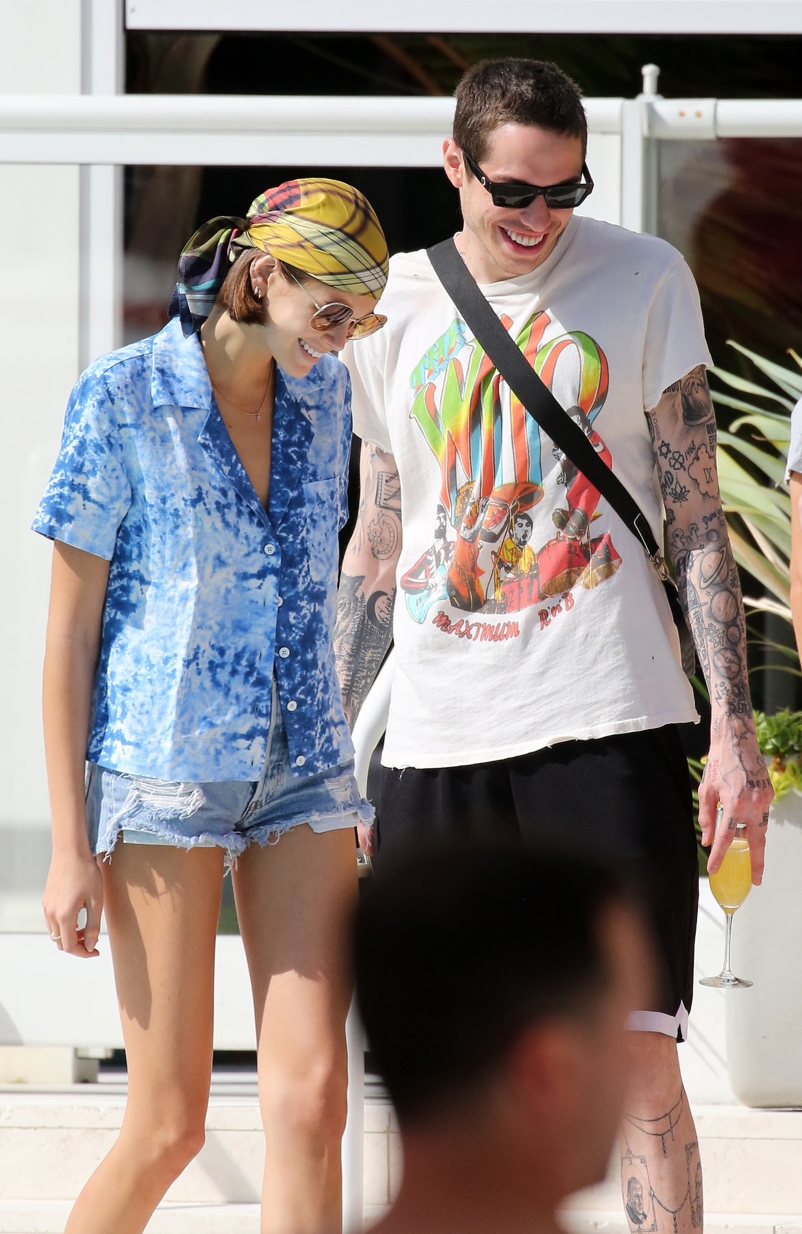 Kaia Gerber in a Black Lace Bikini by Poolside and Enjoys with Boyfriend Set 1