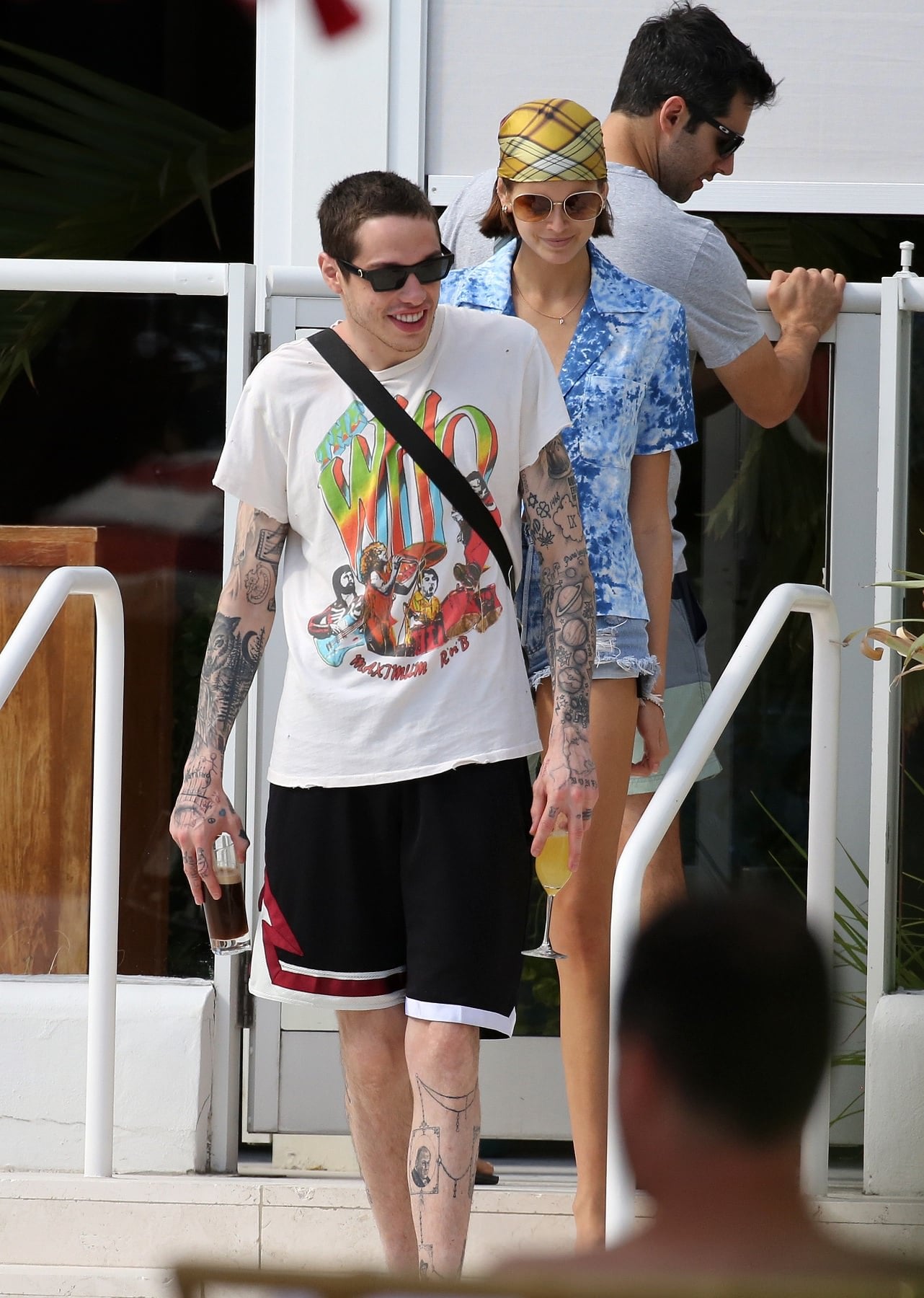 Kaia Gerber in a Black Lace Bikini by Poolside and Enjoys with Boyfriend Set 2