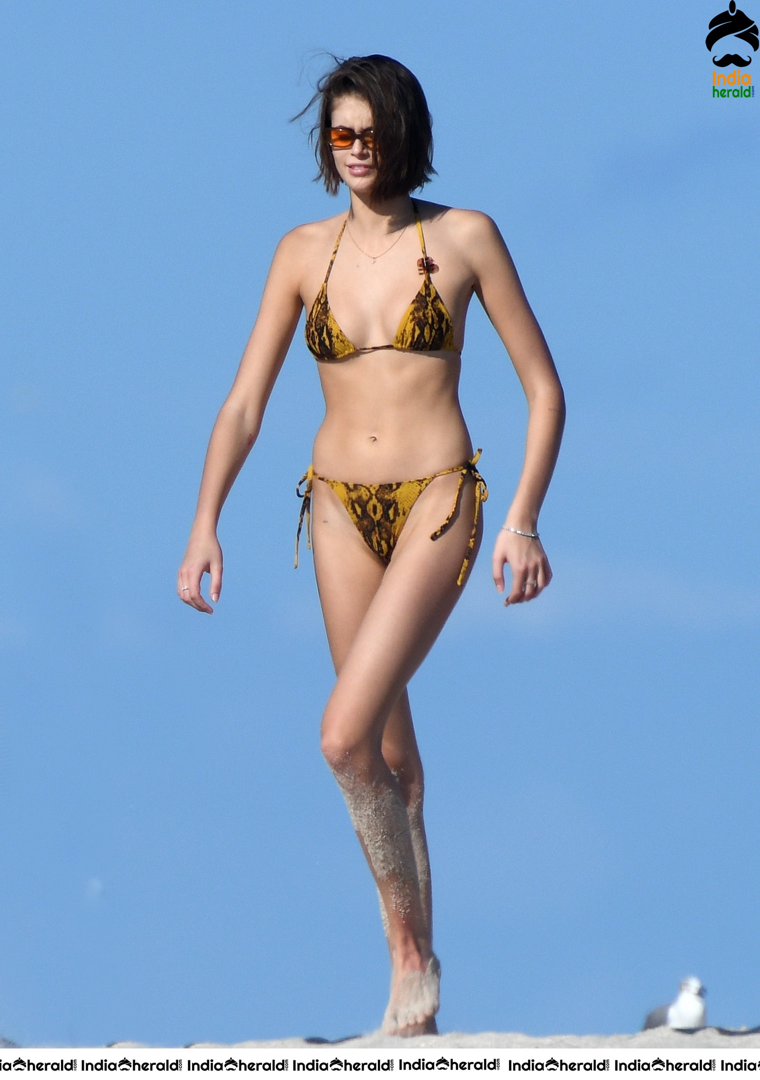 Kaia Gerber in a Lace Bikini at a Beach in Florida Set 1