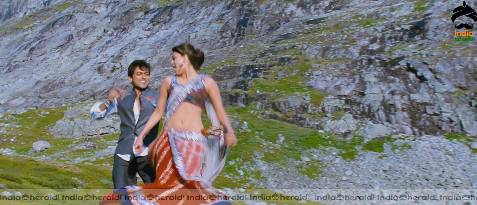 Kajal Aggarwal Showing Her Hot Midriff and Cleavage in a Sexy Exposing Lehenga Sequence Set 4