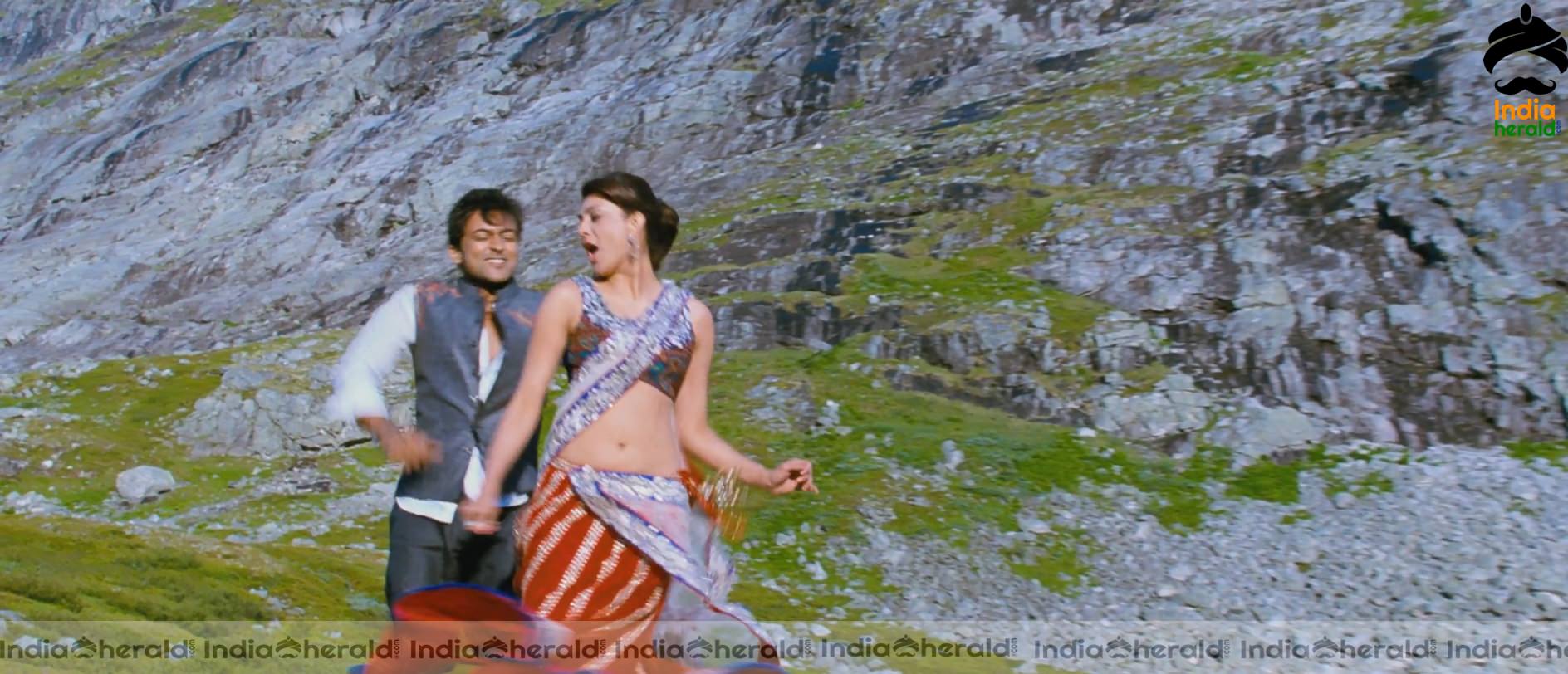 Kajal Aggarwal Showing Her Hot Midriff and Cleavage in a Sexy Exposing Lehenga Sequence Set 4