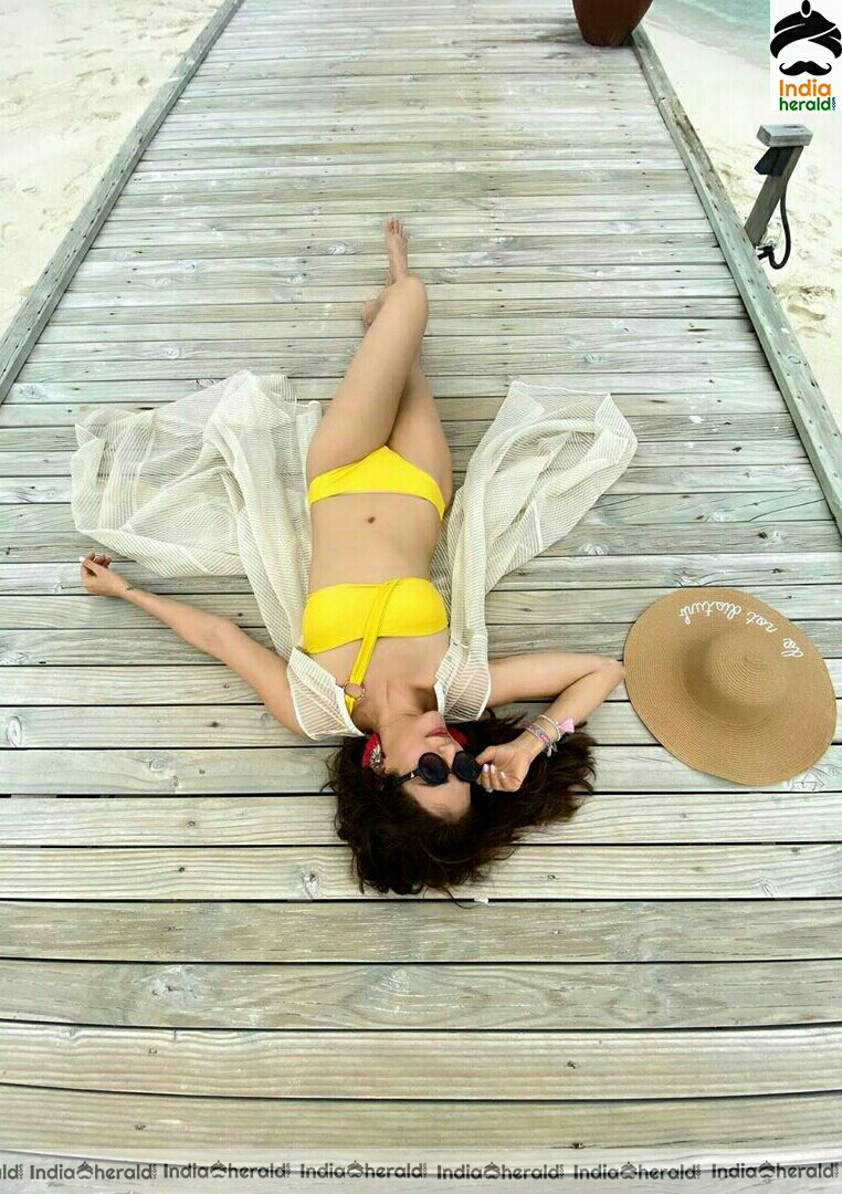 Karishma Tanna Hot Yellow Bikini Stills