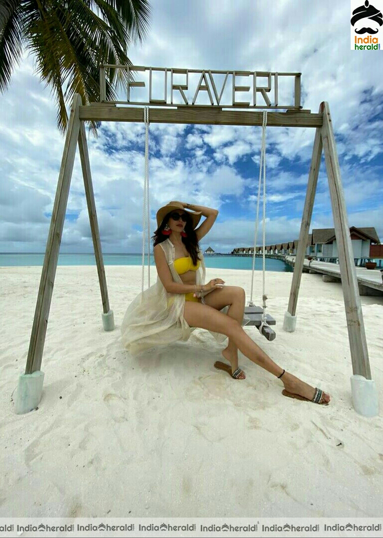 Karishma Tanna Hot Yellow Bikini Stills