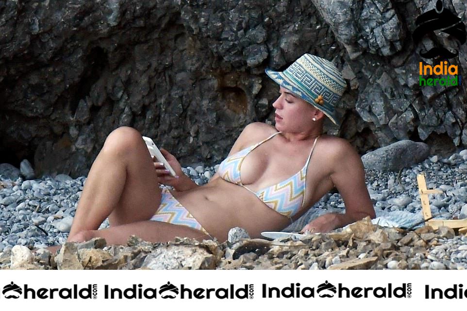 Katy Perry Wearing a Bikini at a Beach in Amalfi