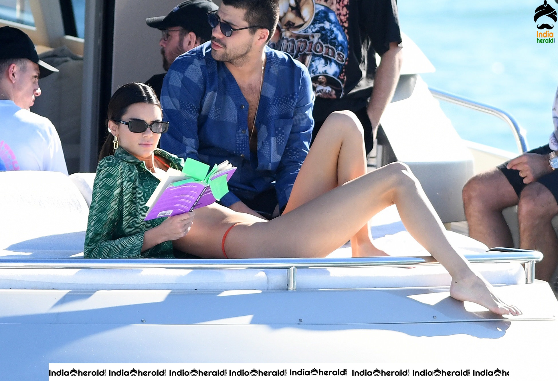 Kendall Jenner in Orange Bikini on a Yacht in Miami Set 1