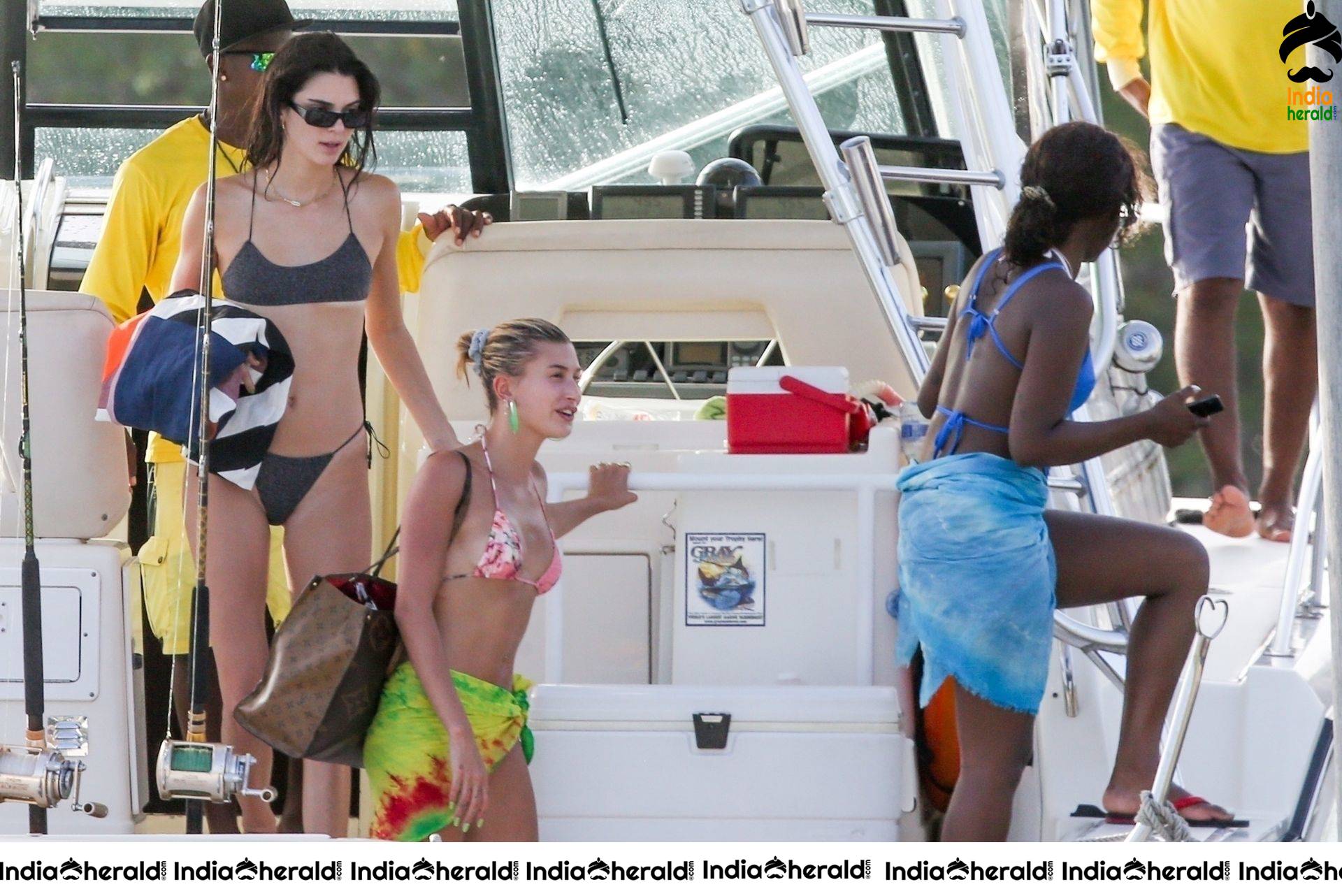 Kendall Jenner in Sexy Bikini on a boat during a bachelorette party