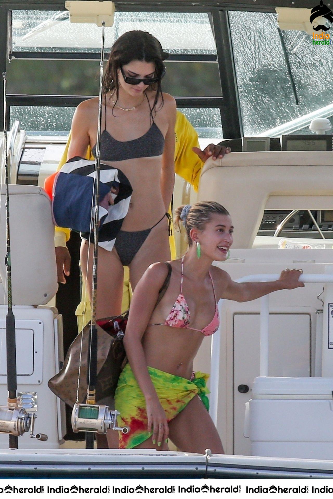 Kendall Jenner in Sexy Bikini on a boat during a bachelorette party