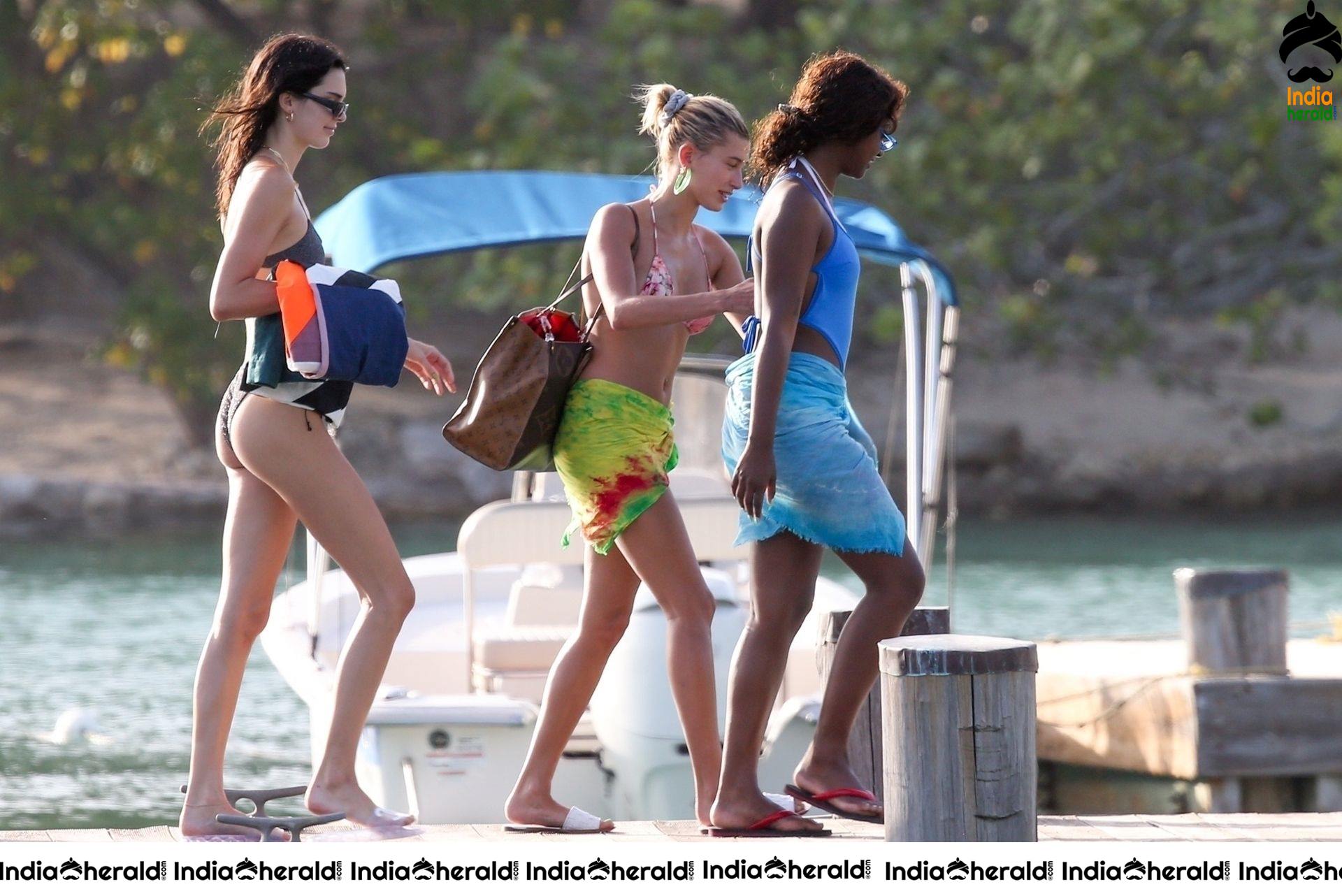 Kendall Jenner in Sexy Bikini on a boat during a bachelorette party