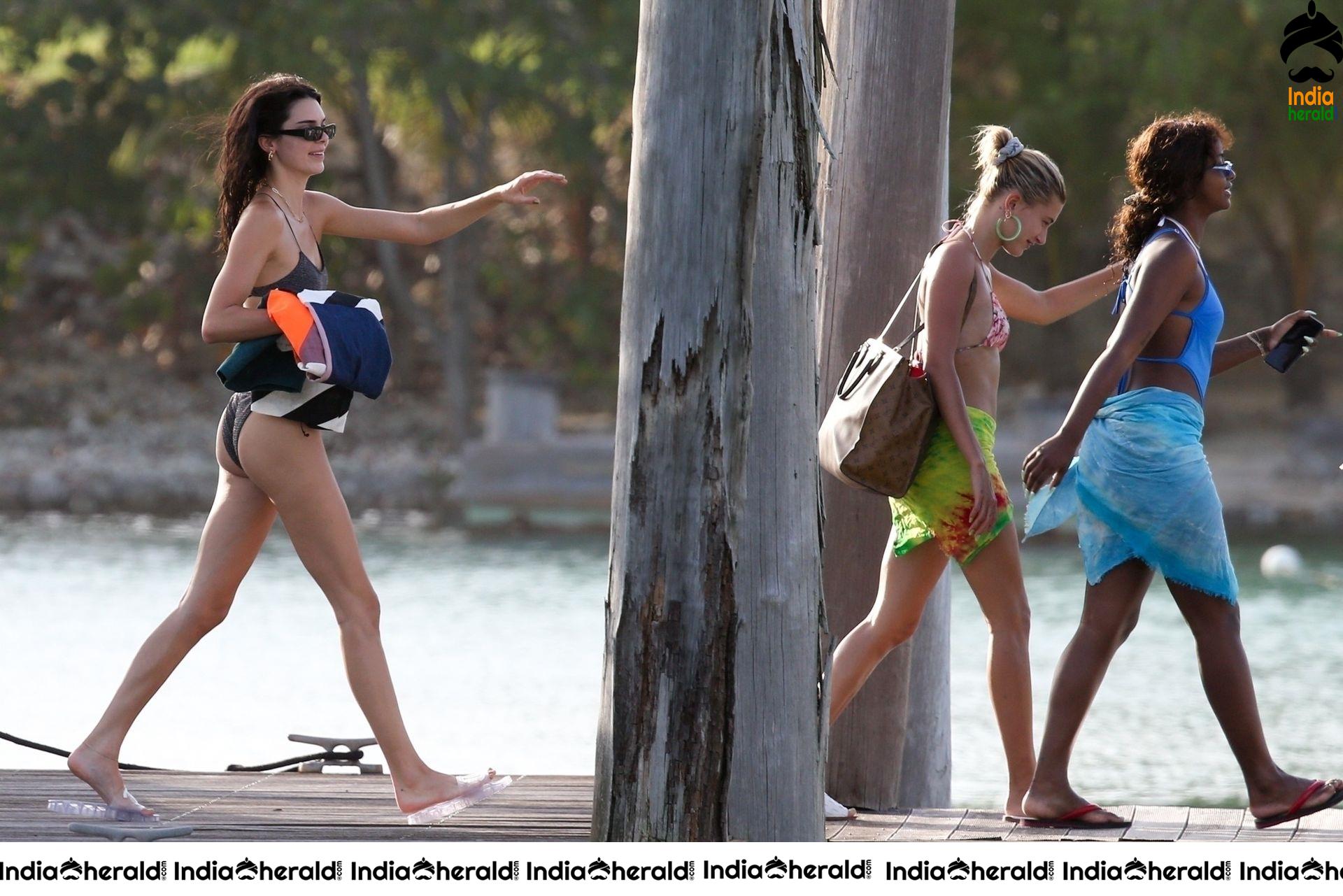 Kendall Jenner in Sexy Bikini on a boat during a bachelorette party