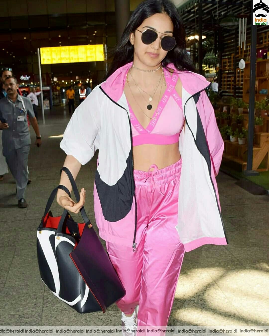Kiara Advani Hot in Pink Brassiere Top and Sweat pants