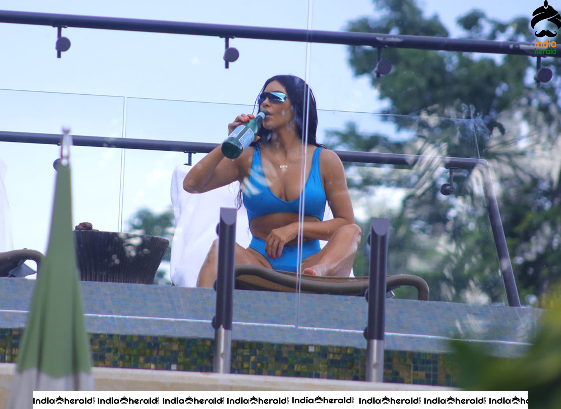 Kim Kardashian wears an electric blue bikini on vacation in Costa Rica