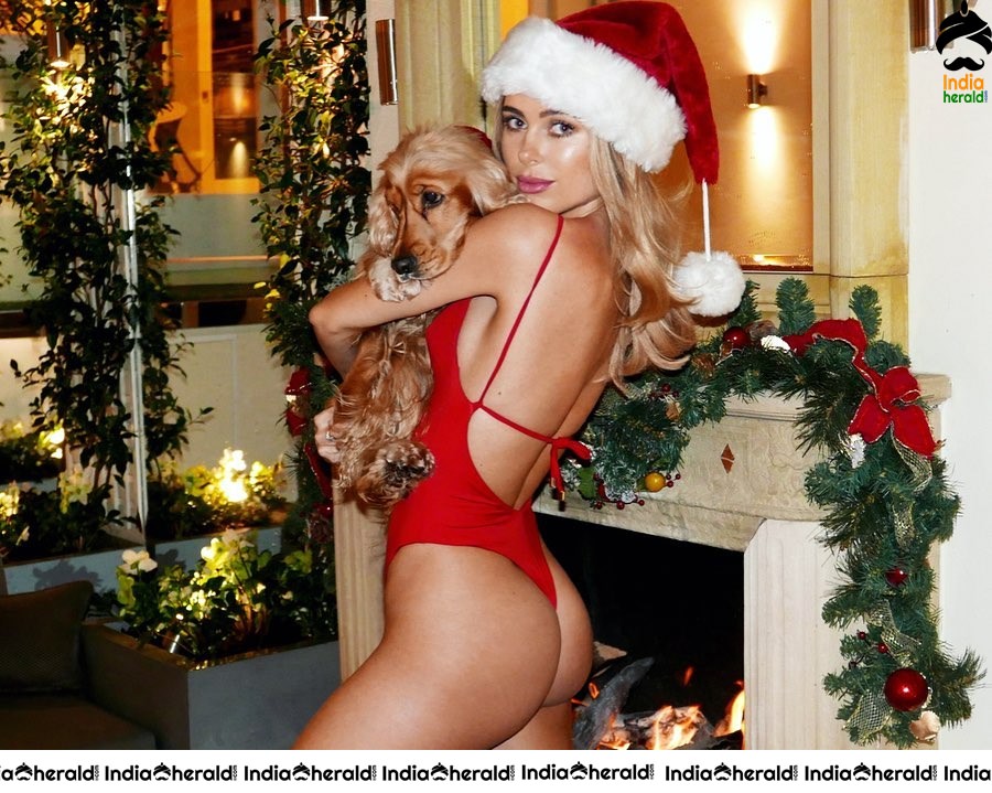 Kimberley Garner Dressed as a Half Naked Santa for Christmas
