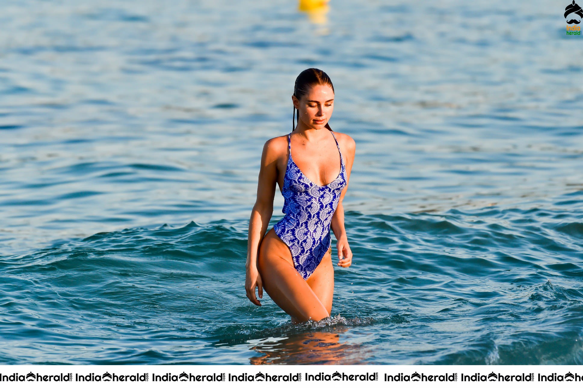 Kimberley Garner Goes for a evening dip in Miami