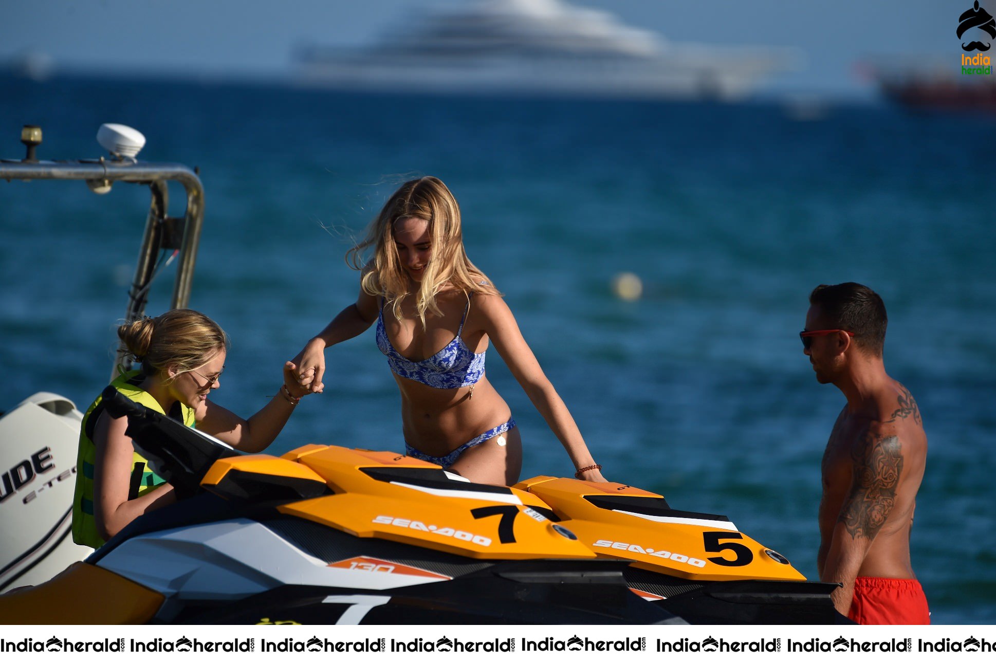 Kimberley Garner in Bikini and riding on a jet ski at St Tropez Set 2