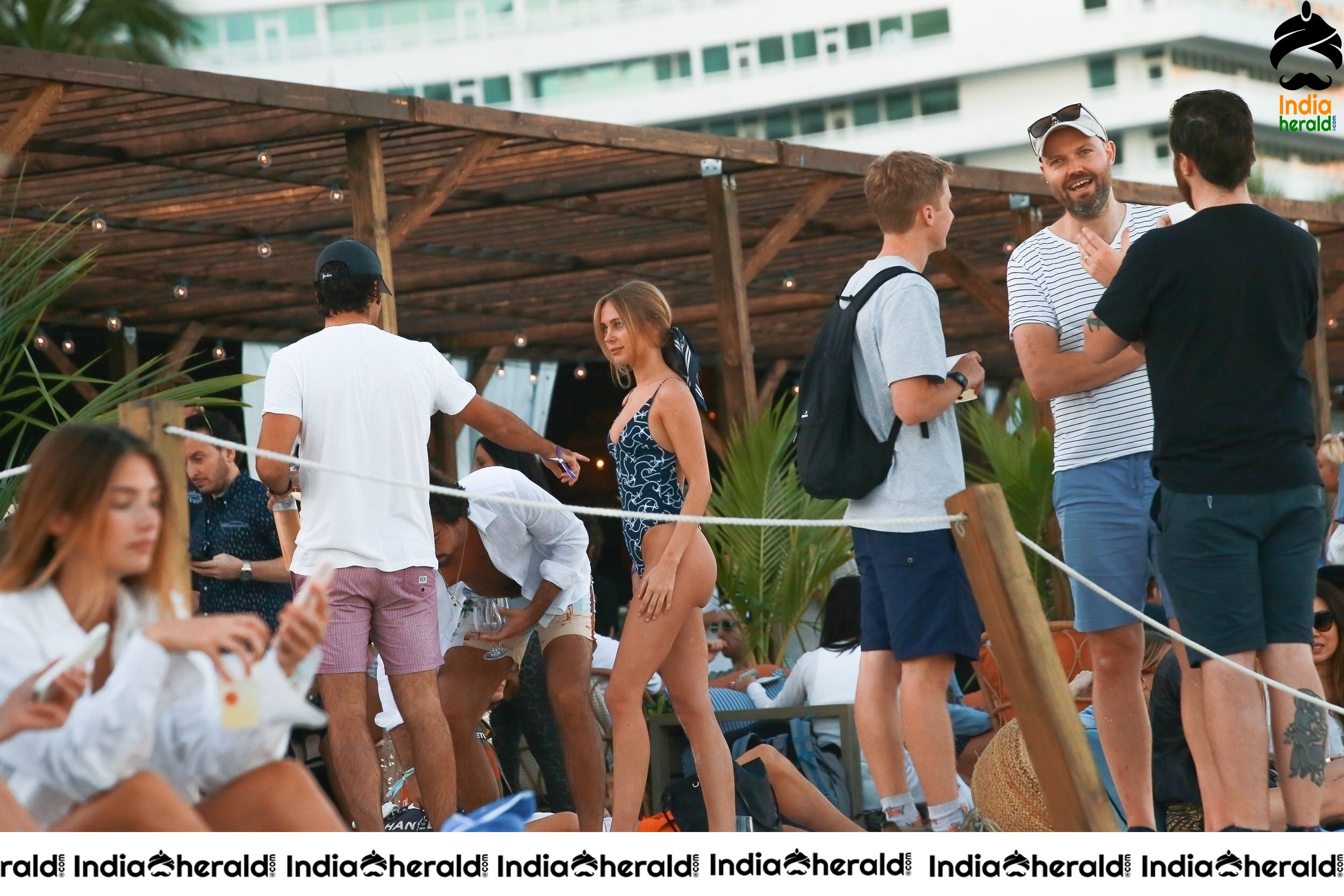 Kimberley Garner shows off her fit figure in a blue bikini on the beach in Miami Set 2