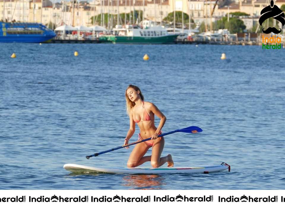 Kimberley Garner wears pink Two Piece Bikini as she hits the beach at St Tropez Set 2