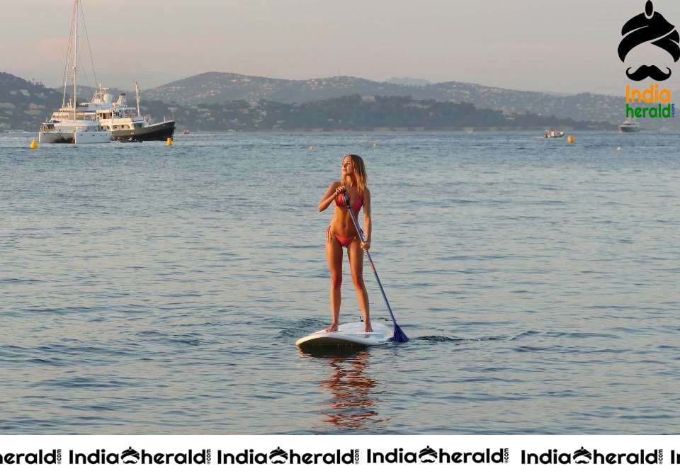 Kimberley Garner wears pink Two Piece Bikini as she hits the beach at St Tropez Set 2