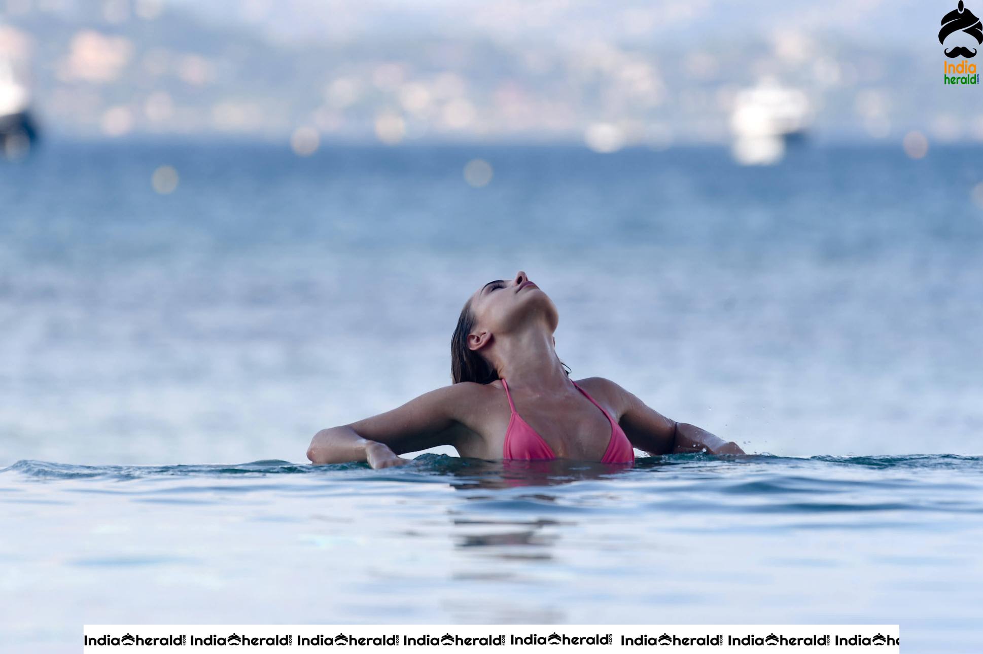Kimberley Garner wears pink Two Piece Bikini as she hits the beach at St Tropez Set 3