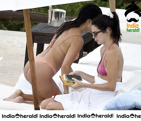 Kourtney Kardashian and Kendall Jenner Hot in Bikini by poolside at Costa Smeralda