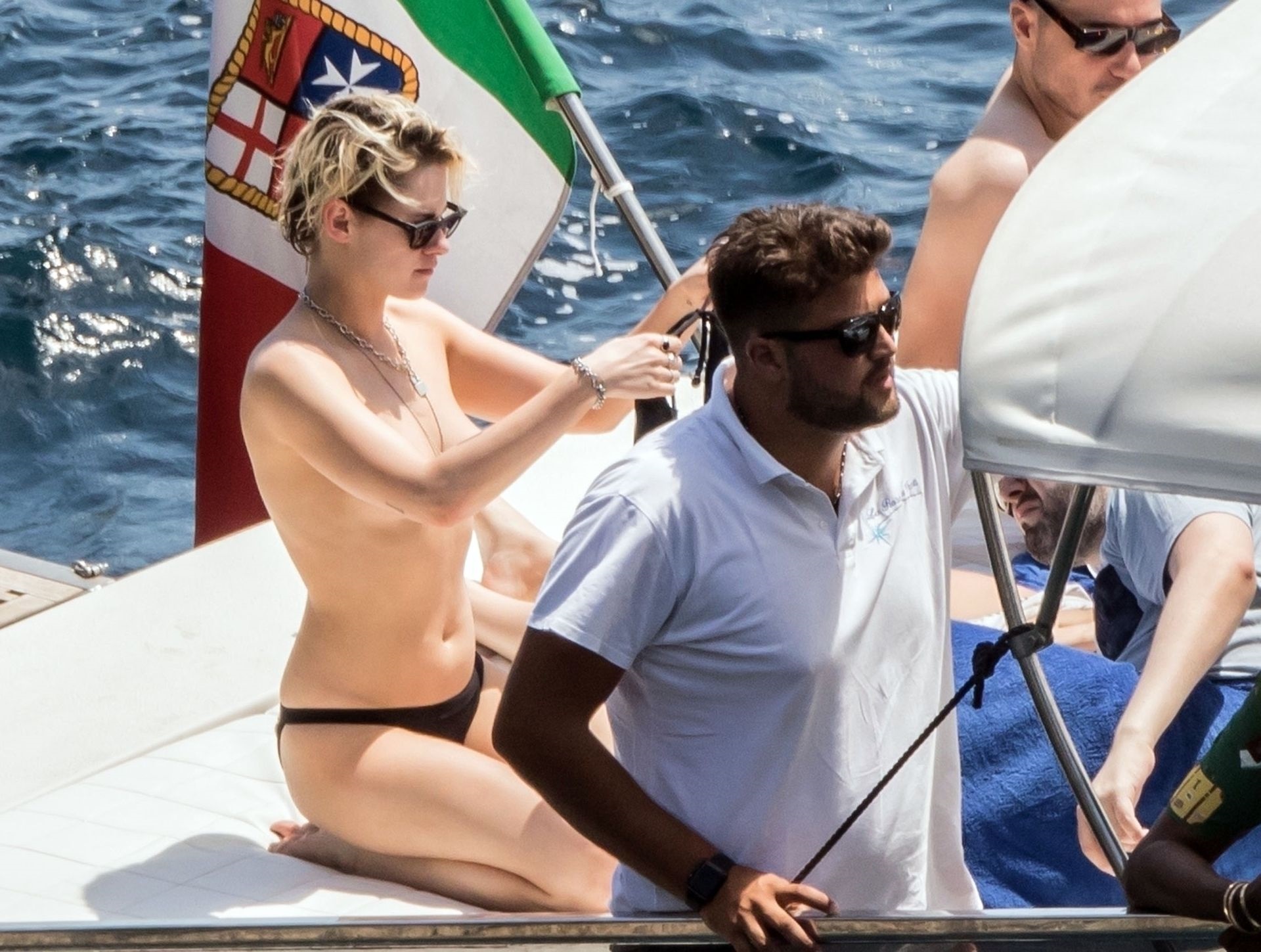 Kristen Skewart In A Bikini On A Yacht In Italy Set 1