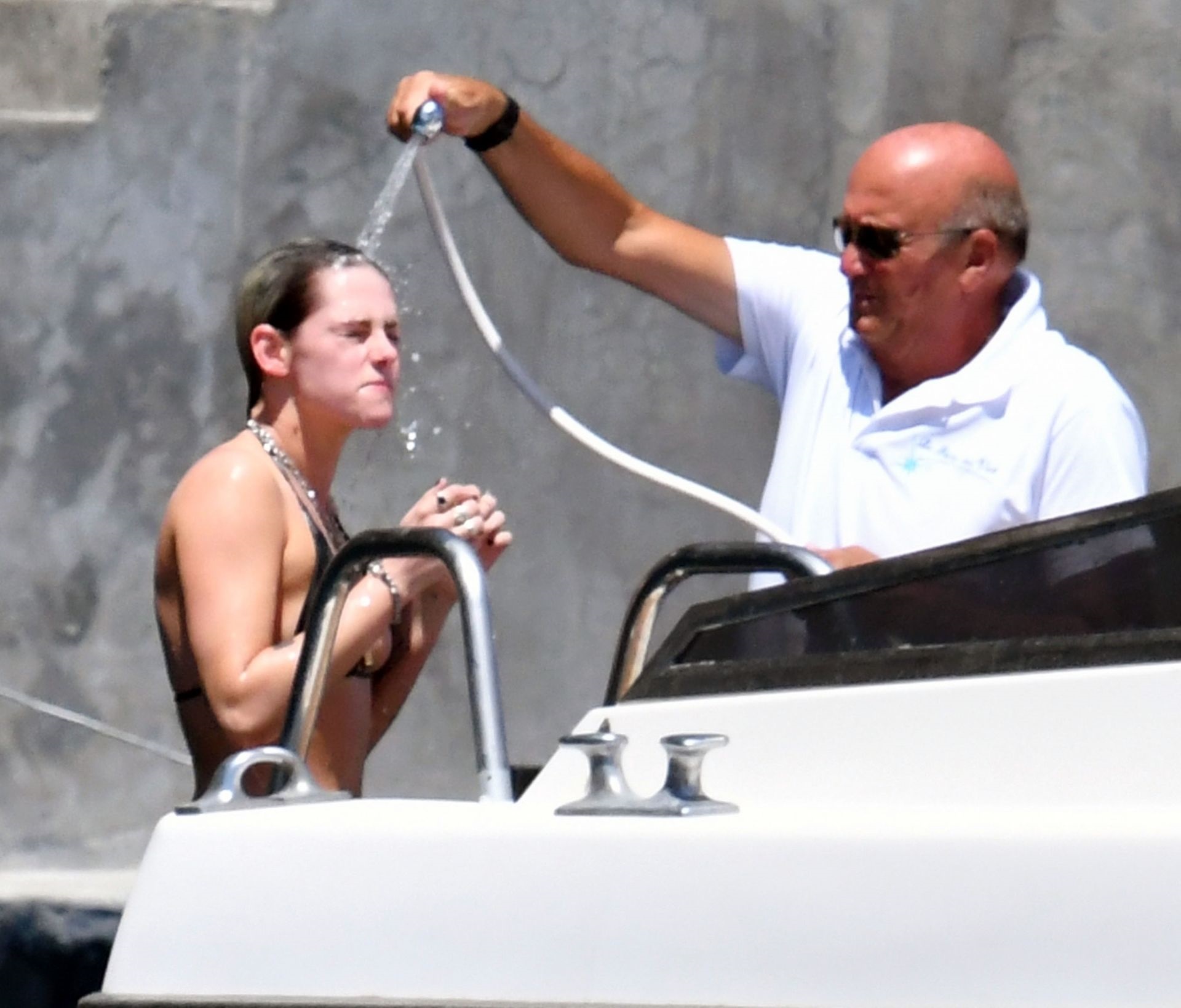 Kristen Skewart In A Bikini On A Yacht In Italy Set 1