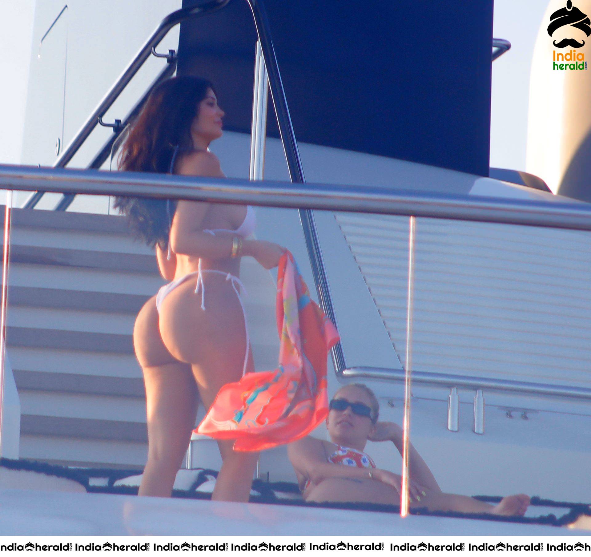 Kylie Jenner in a White Lace Bikini on a Yacht in Italy