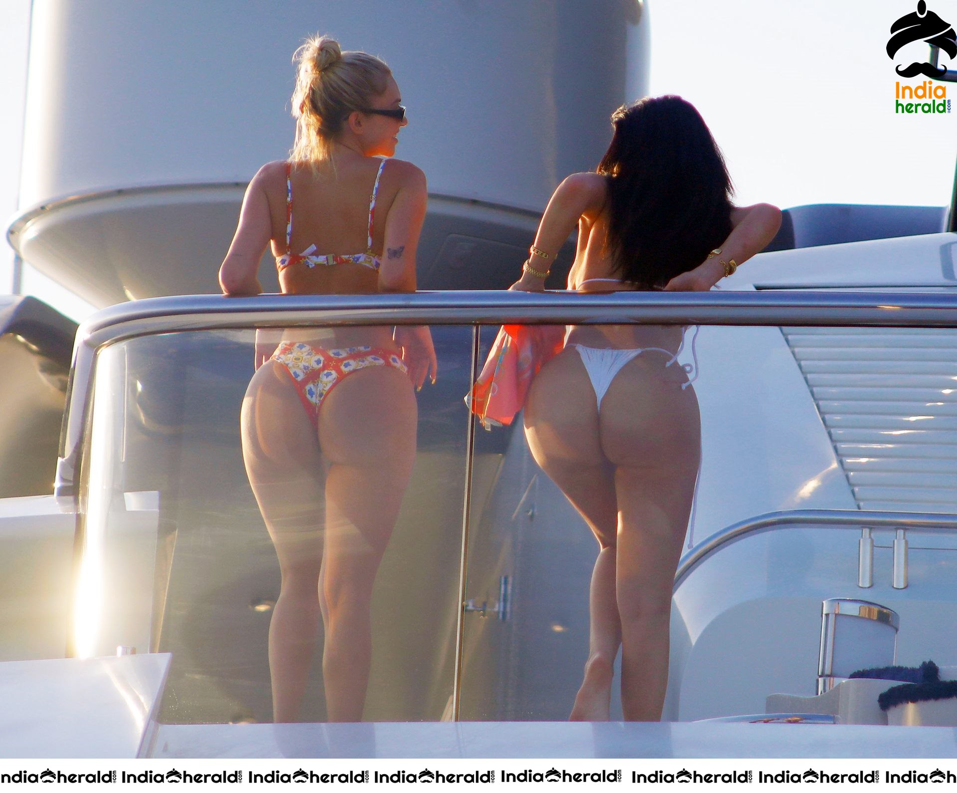 Kylie Jenner in a White Lace Bikini on a Yacht in Italy