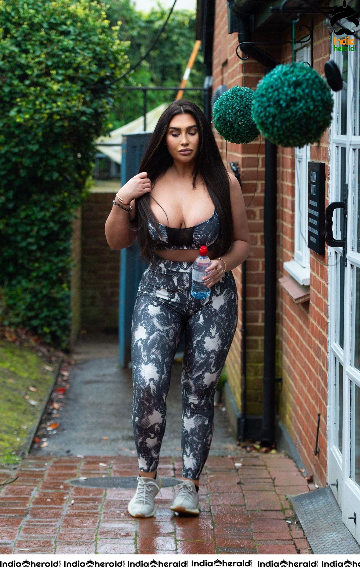 Lauren Goodger flaunts her Big assets as she head out for an exercise session