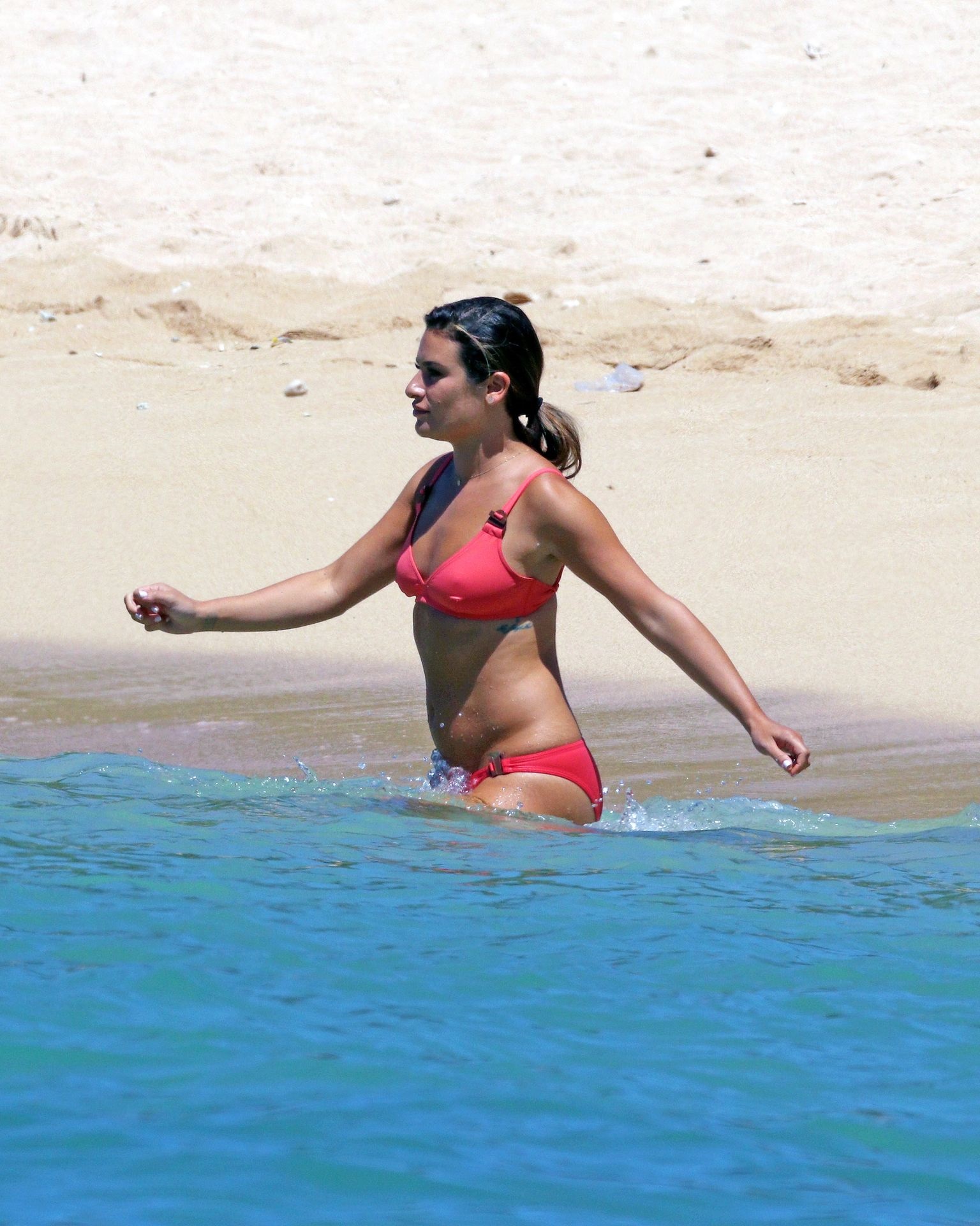 Lea Michele In A Red Bikini At Hawaii