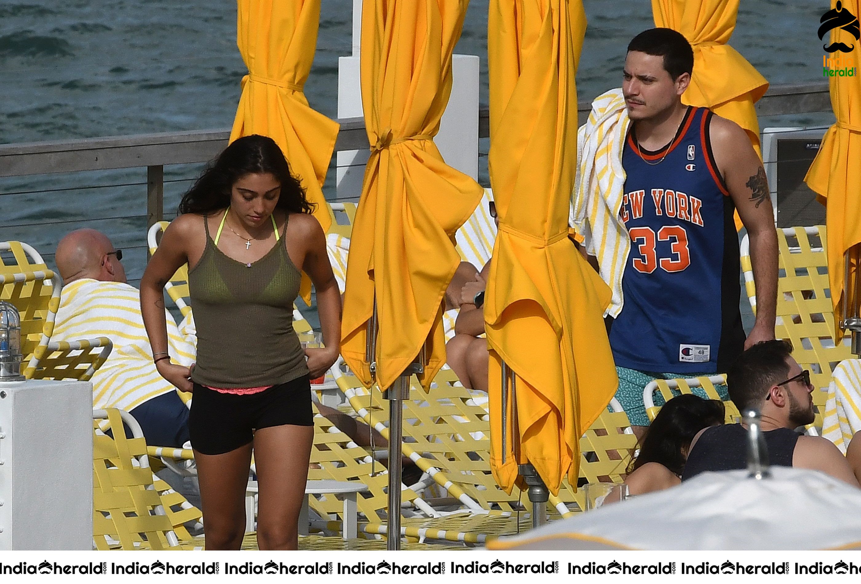 Lourdes Leon wears a yellow bikini at Miami Set 1