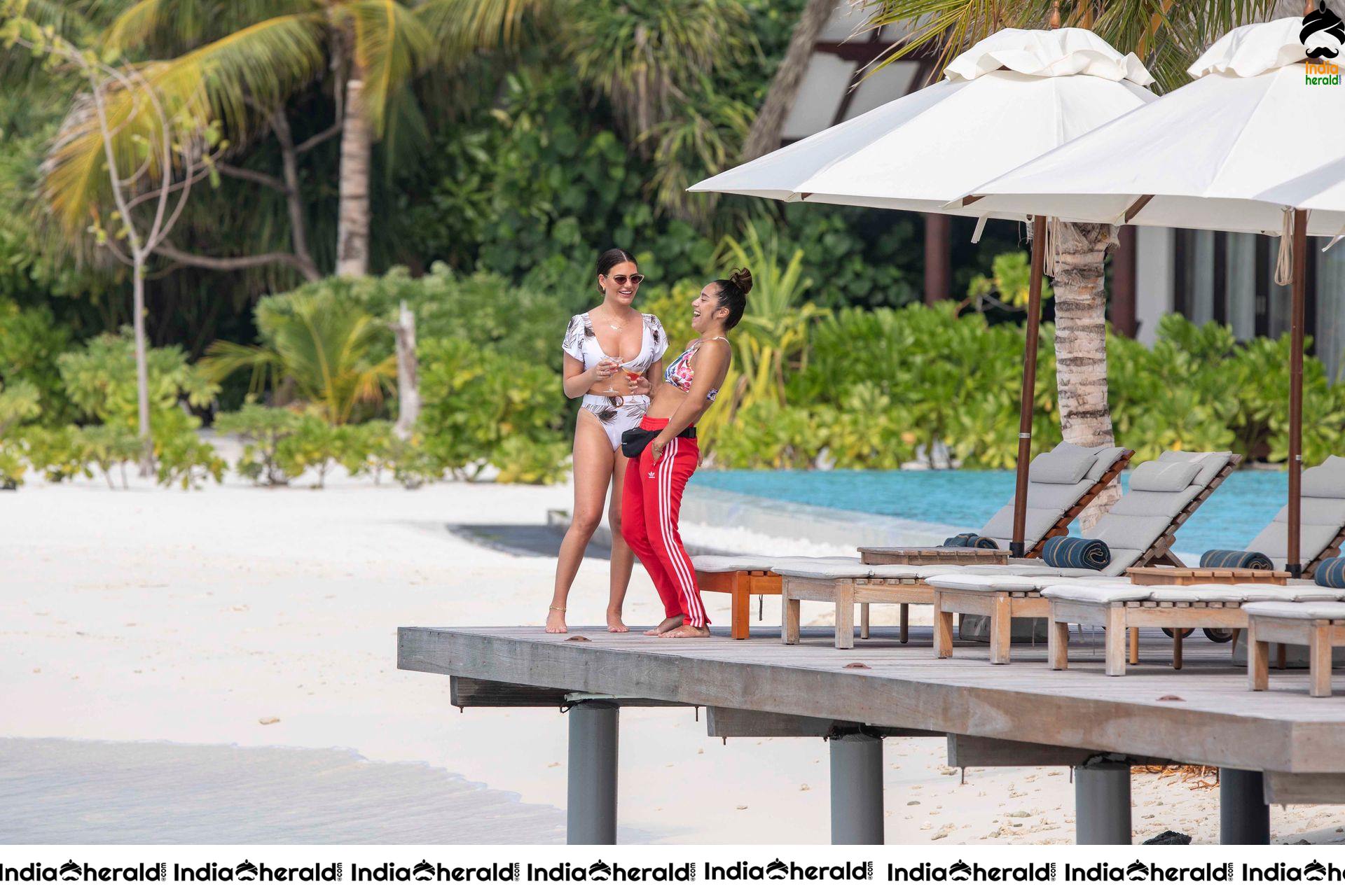 Megan Barton Hanson and Chelcee Grimes in the Maldives at the Heritance Aarah resort