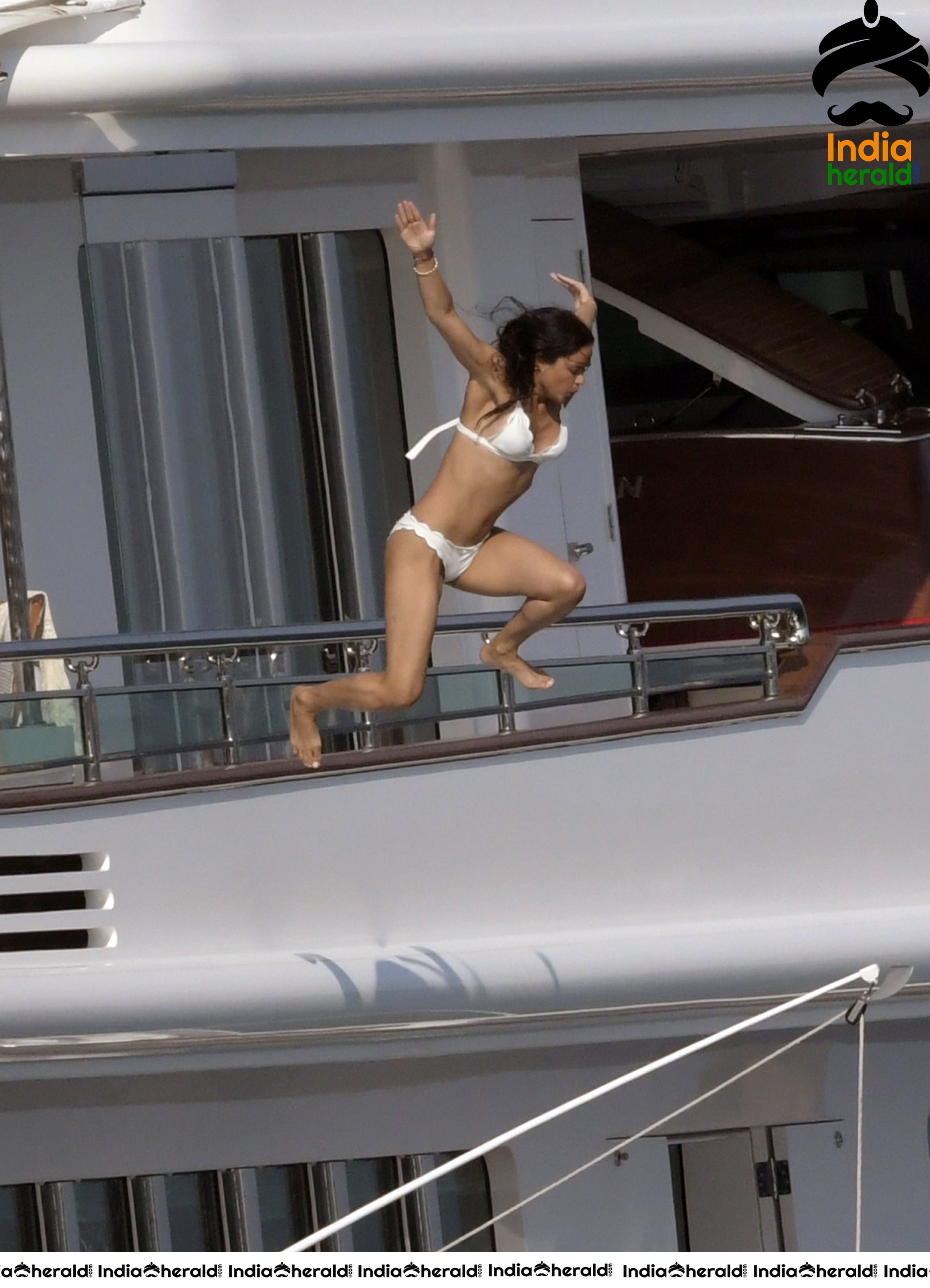 Michelle Rodriguez Wears A White Bikini On A Yacht In Sardinia Set 2