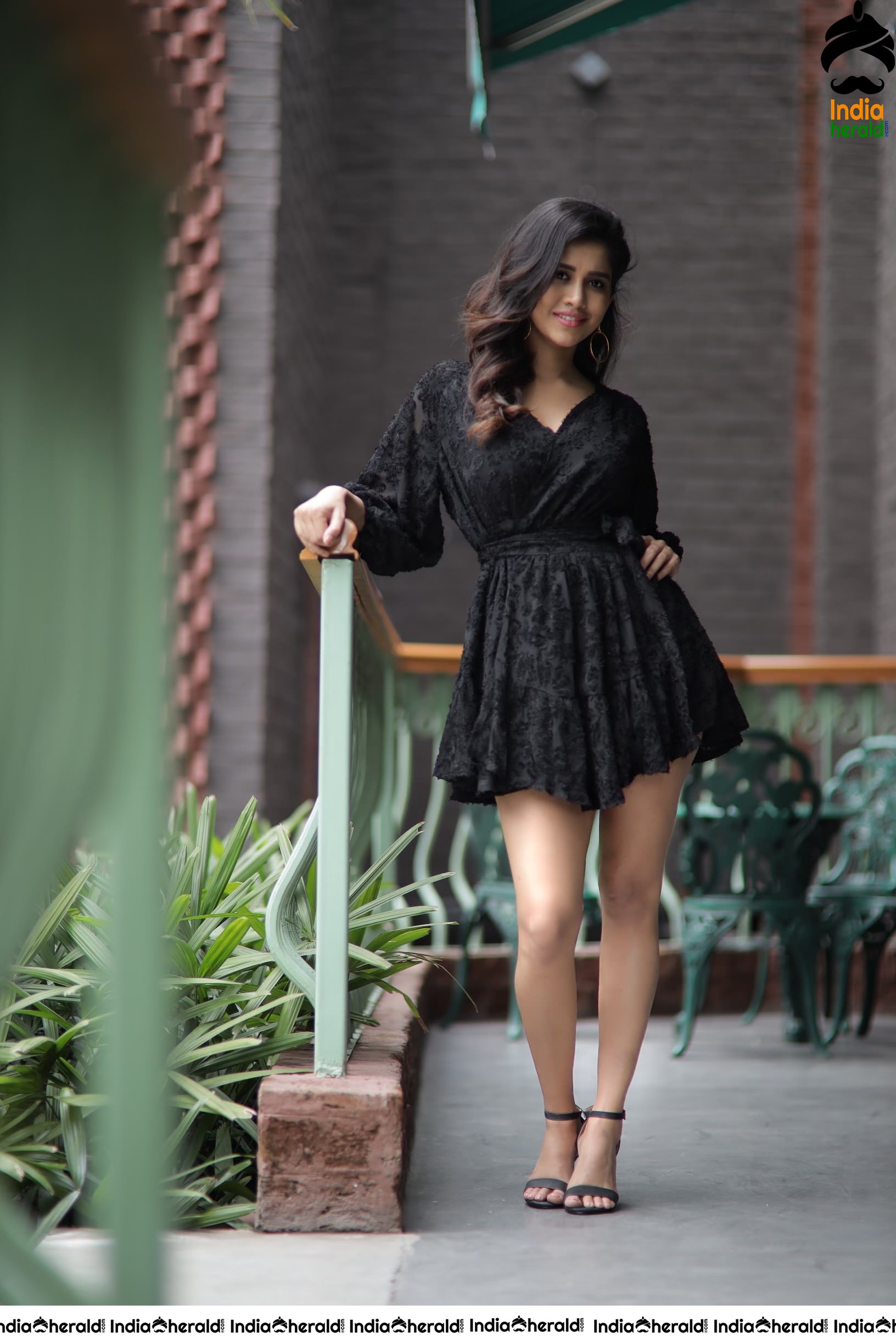 Nabha Natesh Hot Thigh Show in Black Sexy Dress