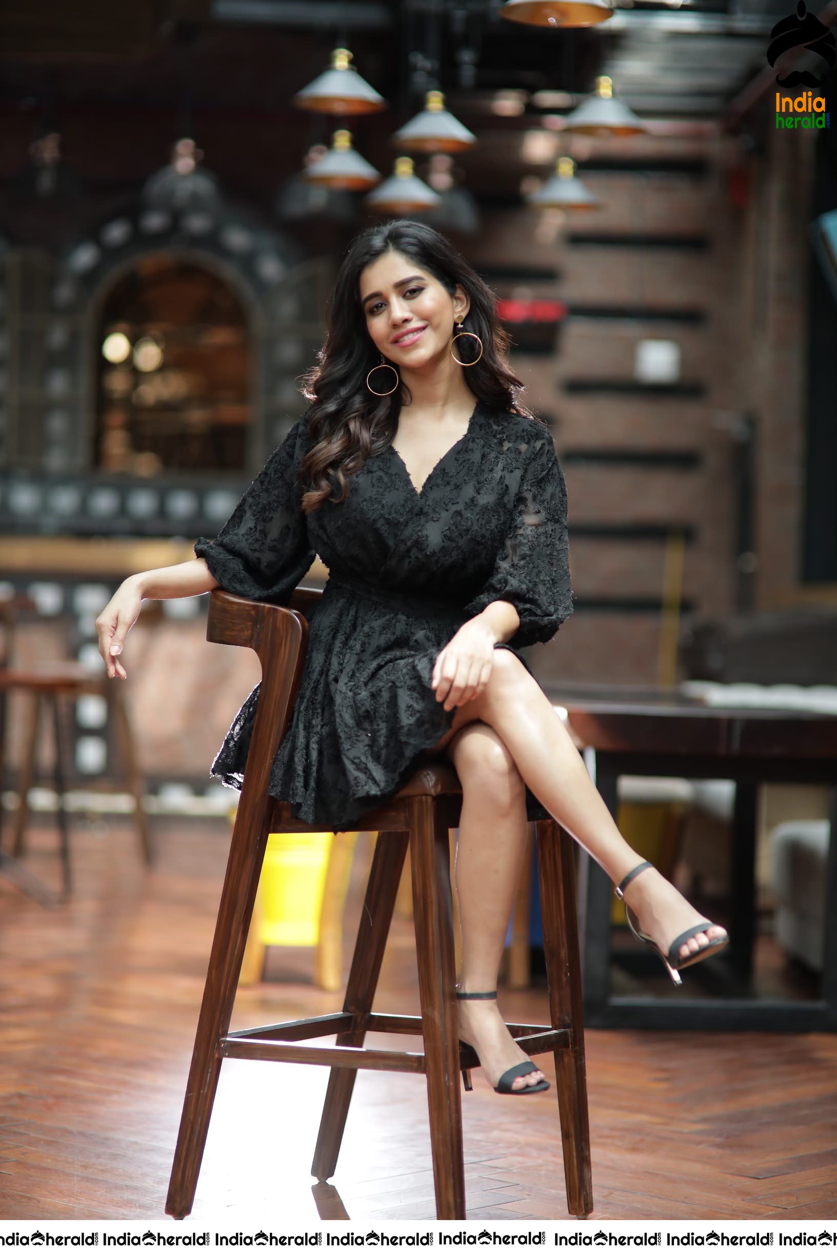 Nabha Natesh Hot Thigh Show in Black Sexy Dress