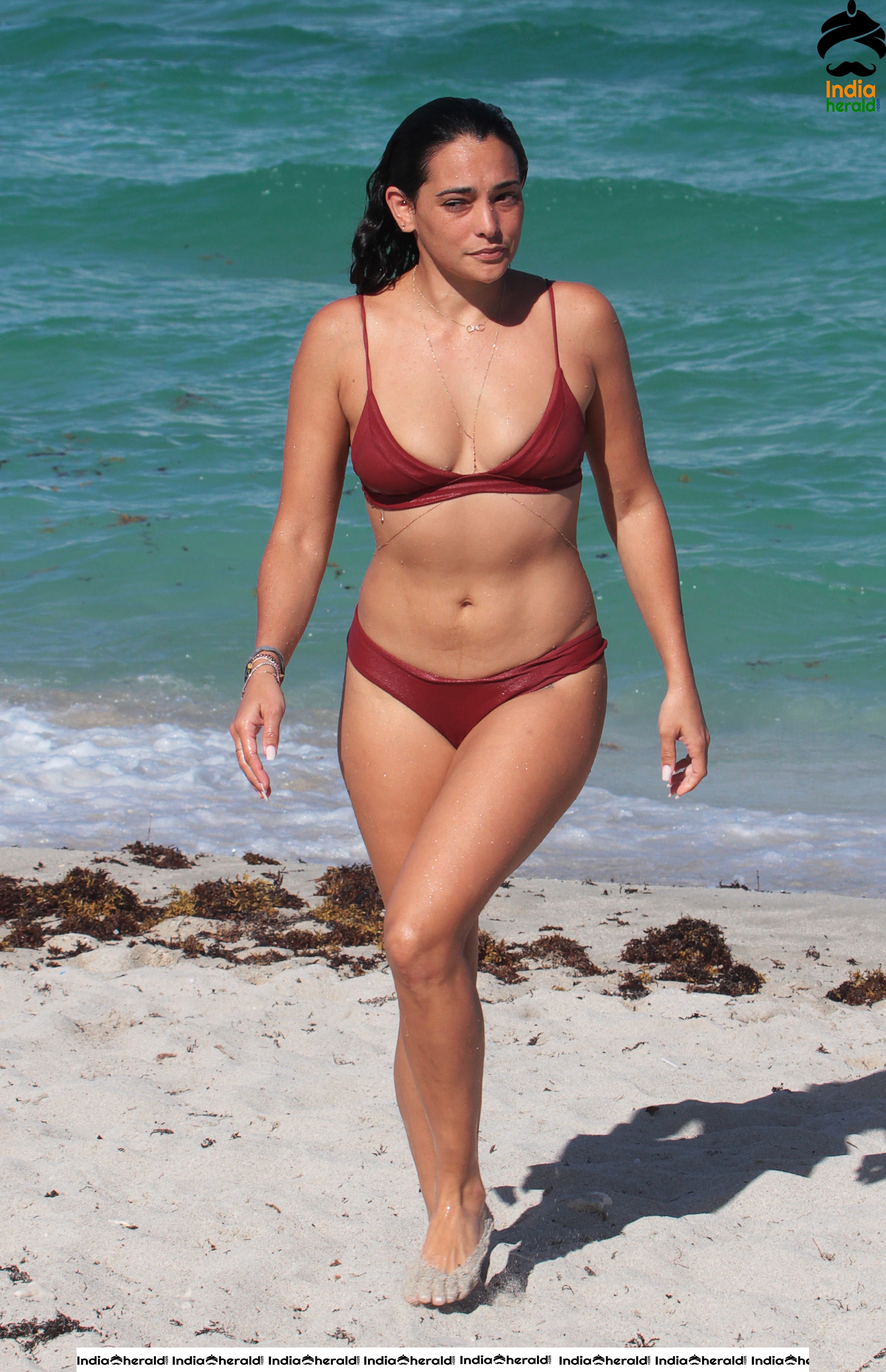 Natalie Martinez in a Red Bikini On Miami Beach Set 2