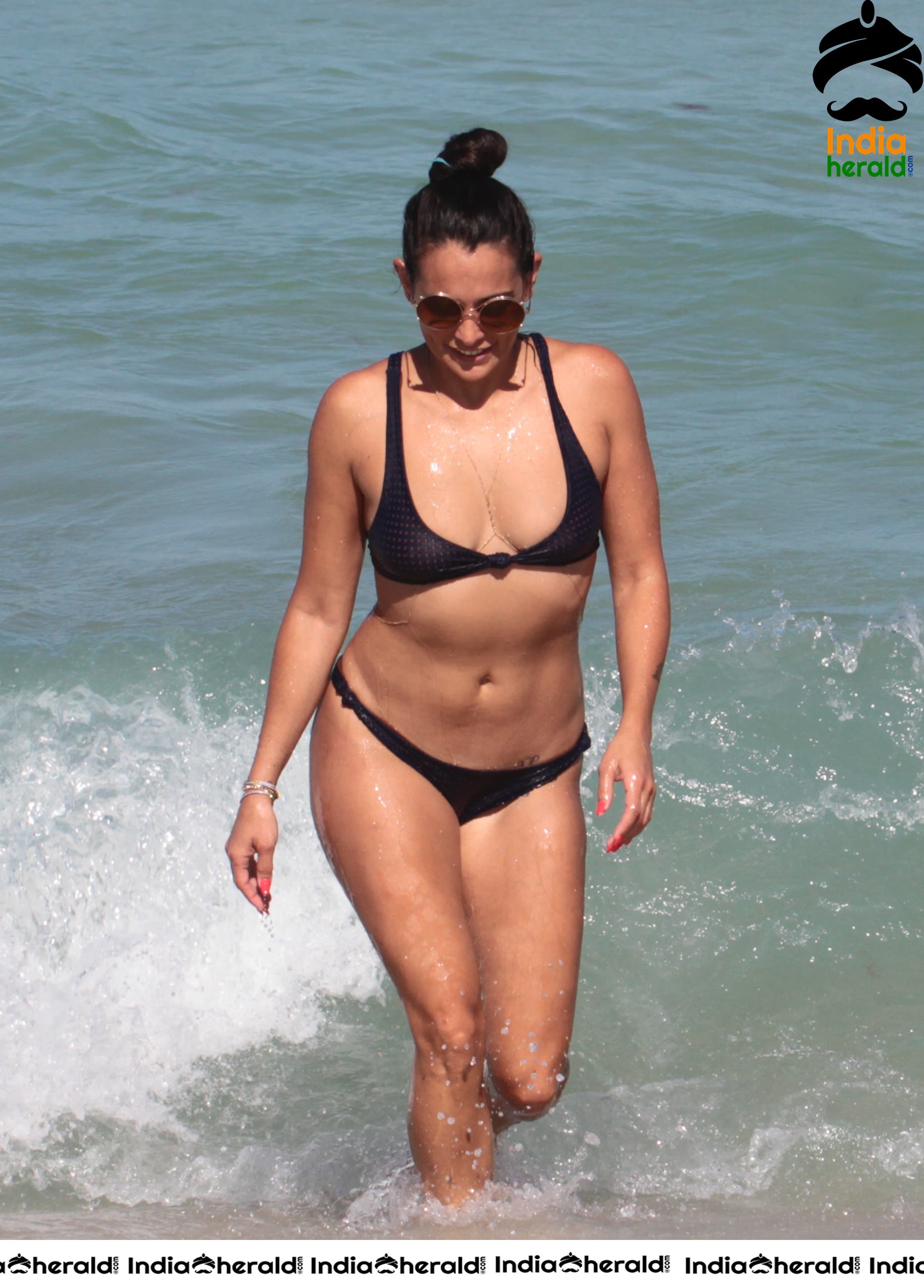 Natalie Martinez Sexy In A Blue Bikini in Miami Set 1