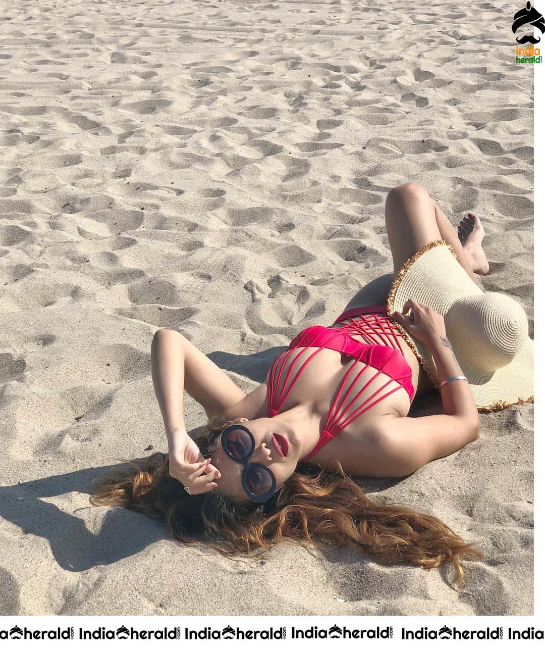 Neha Malik Hot Bikini Clicks on beach sand Set 1