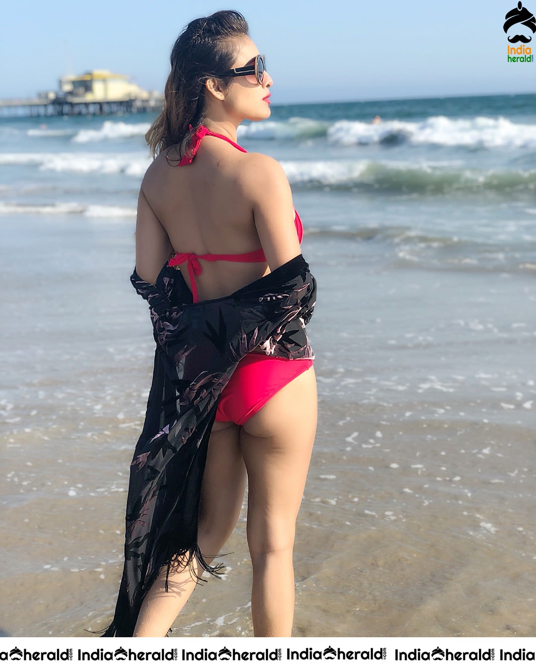 Neha Malik Hot Bikini Clicks on beach sand Set 1