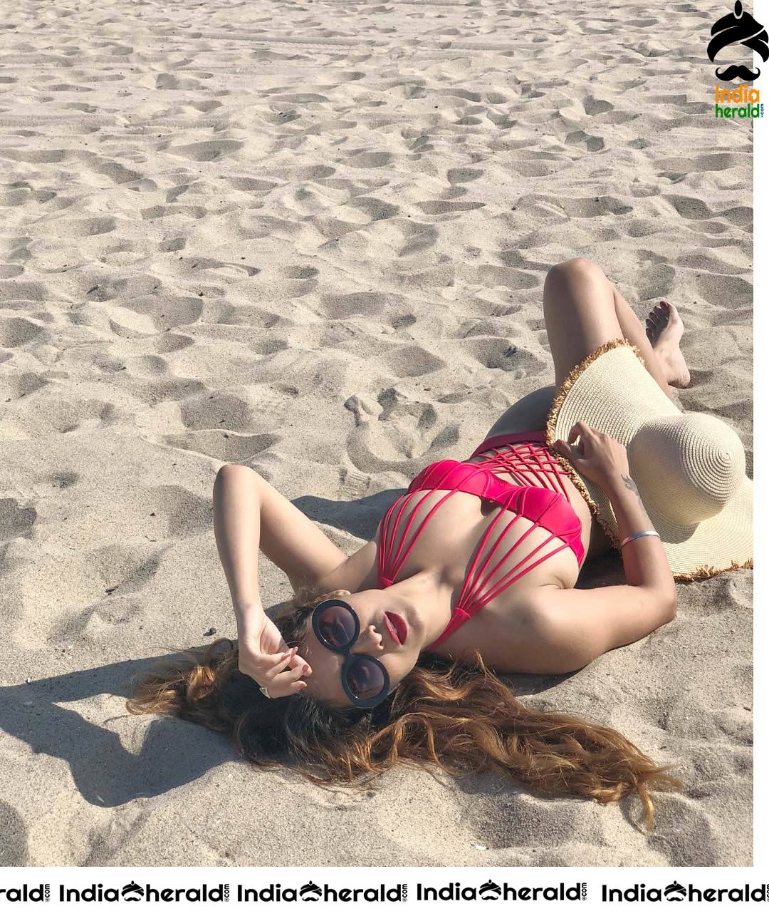 Neha Malik Red Hot Bikini Photos on Beach which would raise the heat Set 1