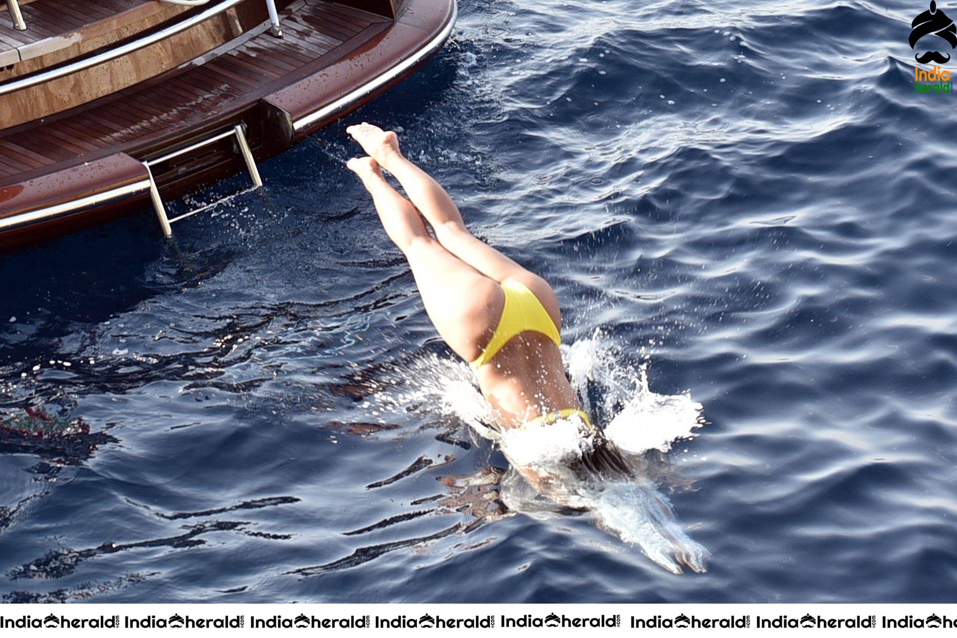 Nicole Scherzinger caught in a Yellow Bikini in Capri Italy Set 1