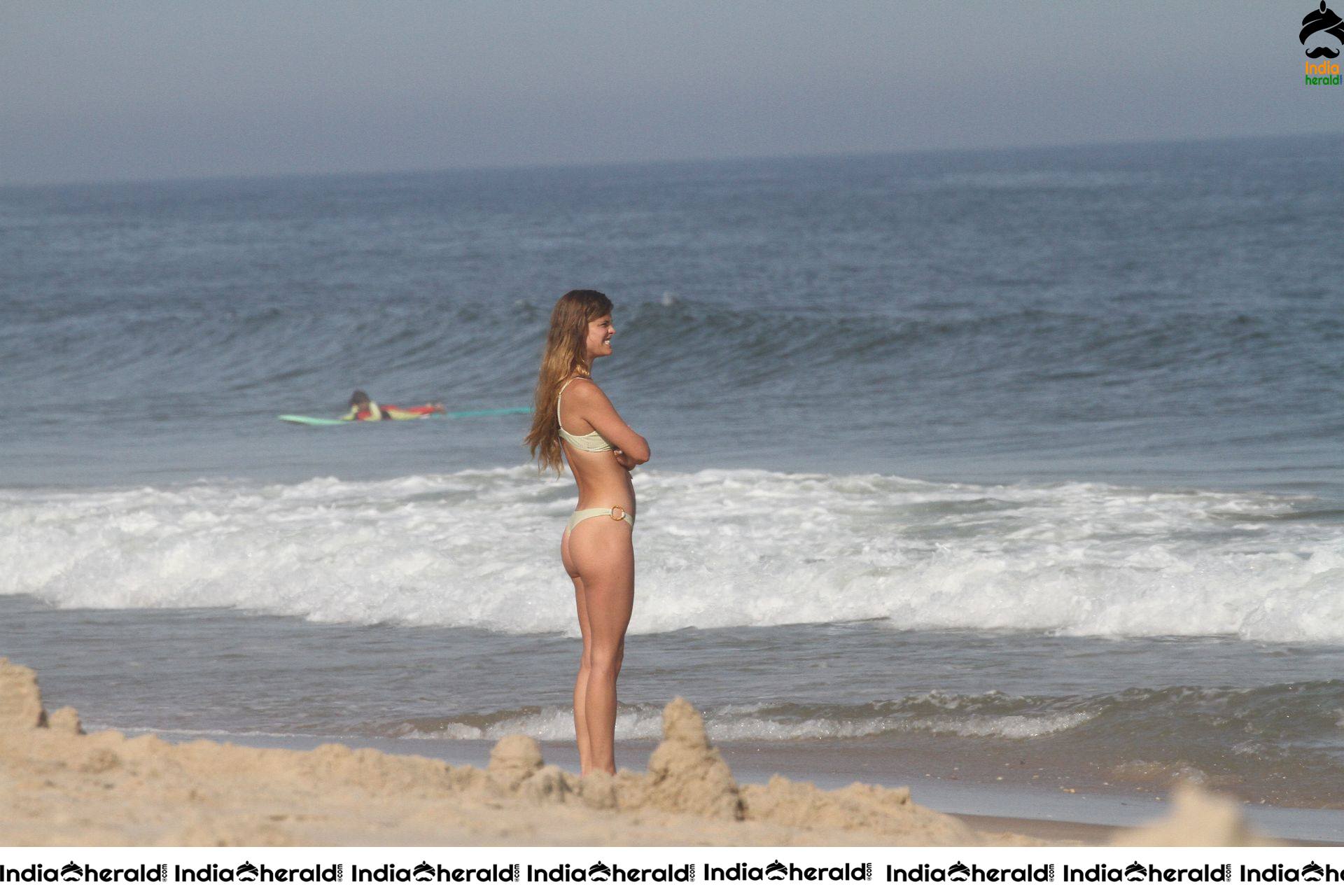 Nina Agdal enjoying in Beach at a beach in Hamptons