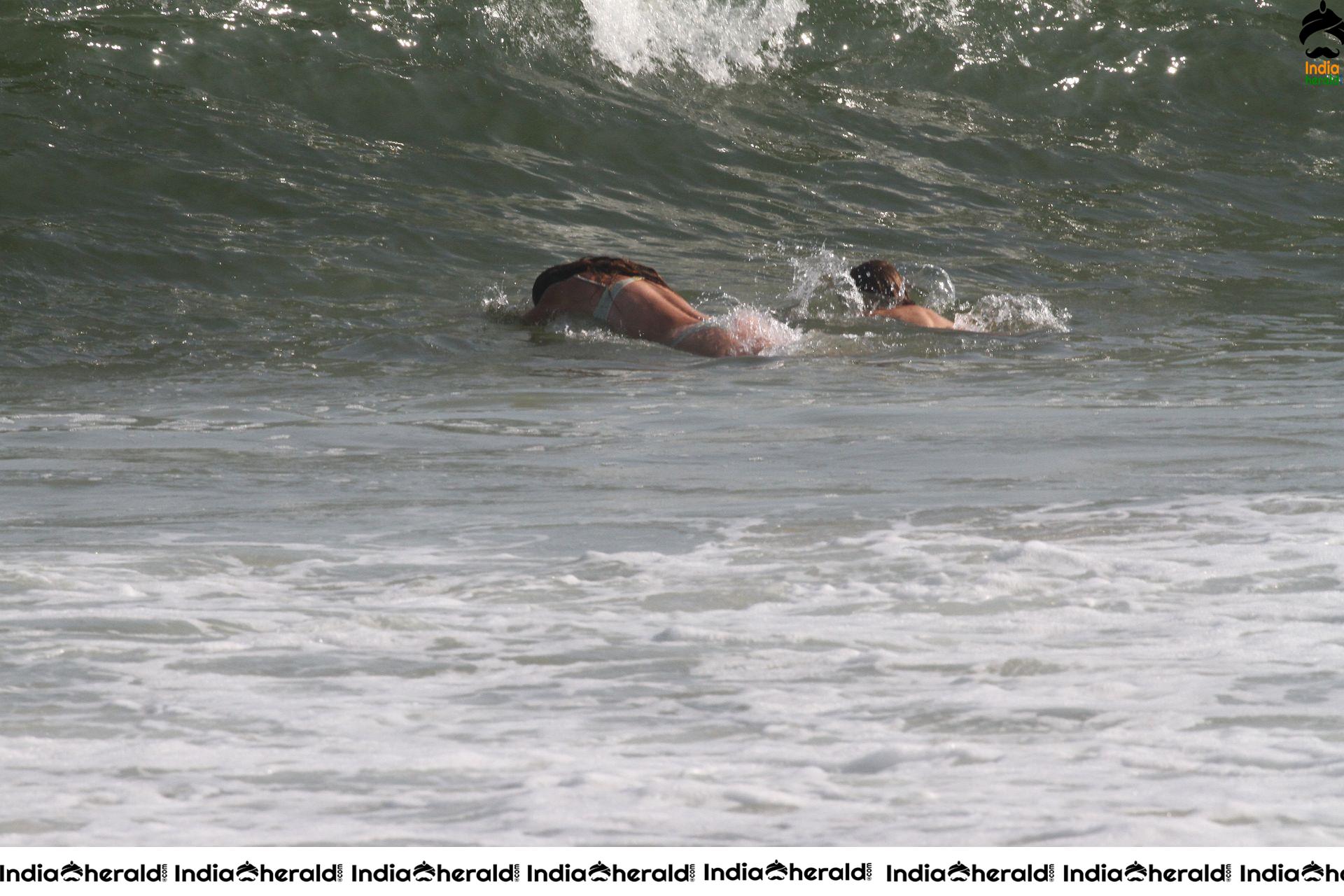 Nina Agdal enjoying in Beach at a beach in Hamptons
