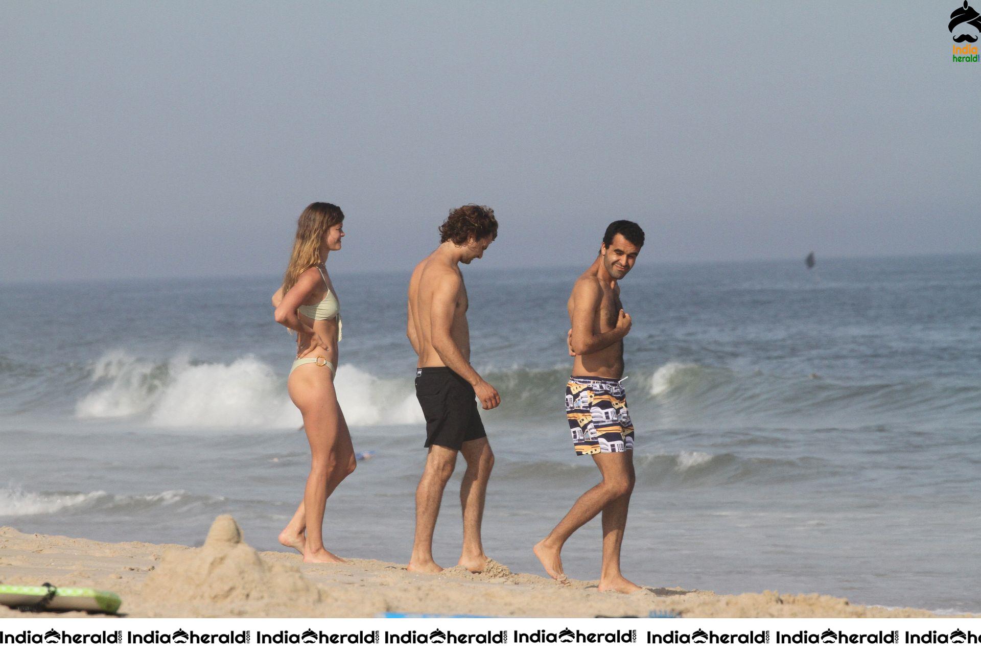 Nina Agdal enjoying in Beach at a beach in Hamptons