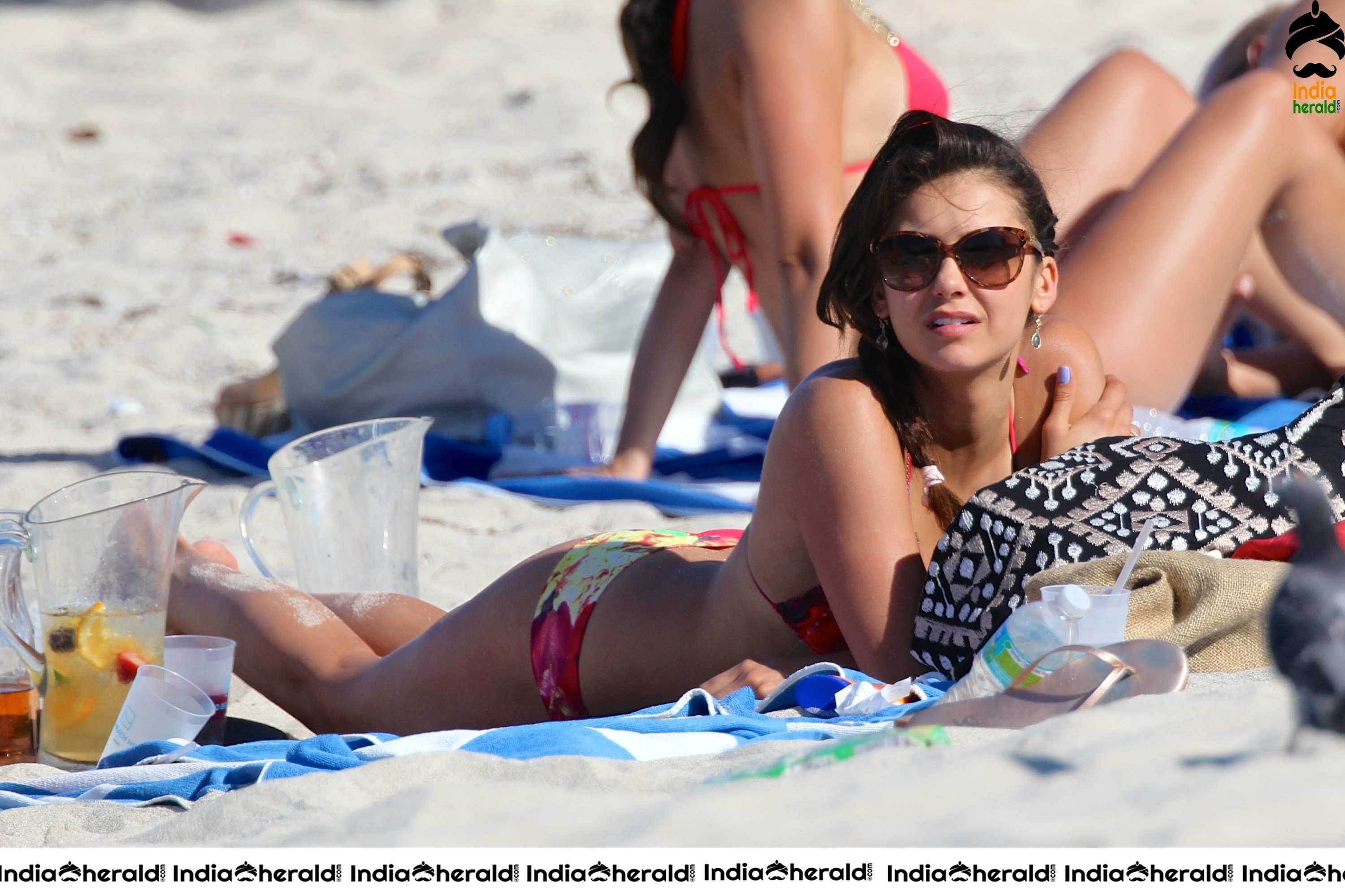 Nina Dobrev exposes her Hot Body in Floral Bikini as she enjoys sunshine in Miami Set 2