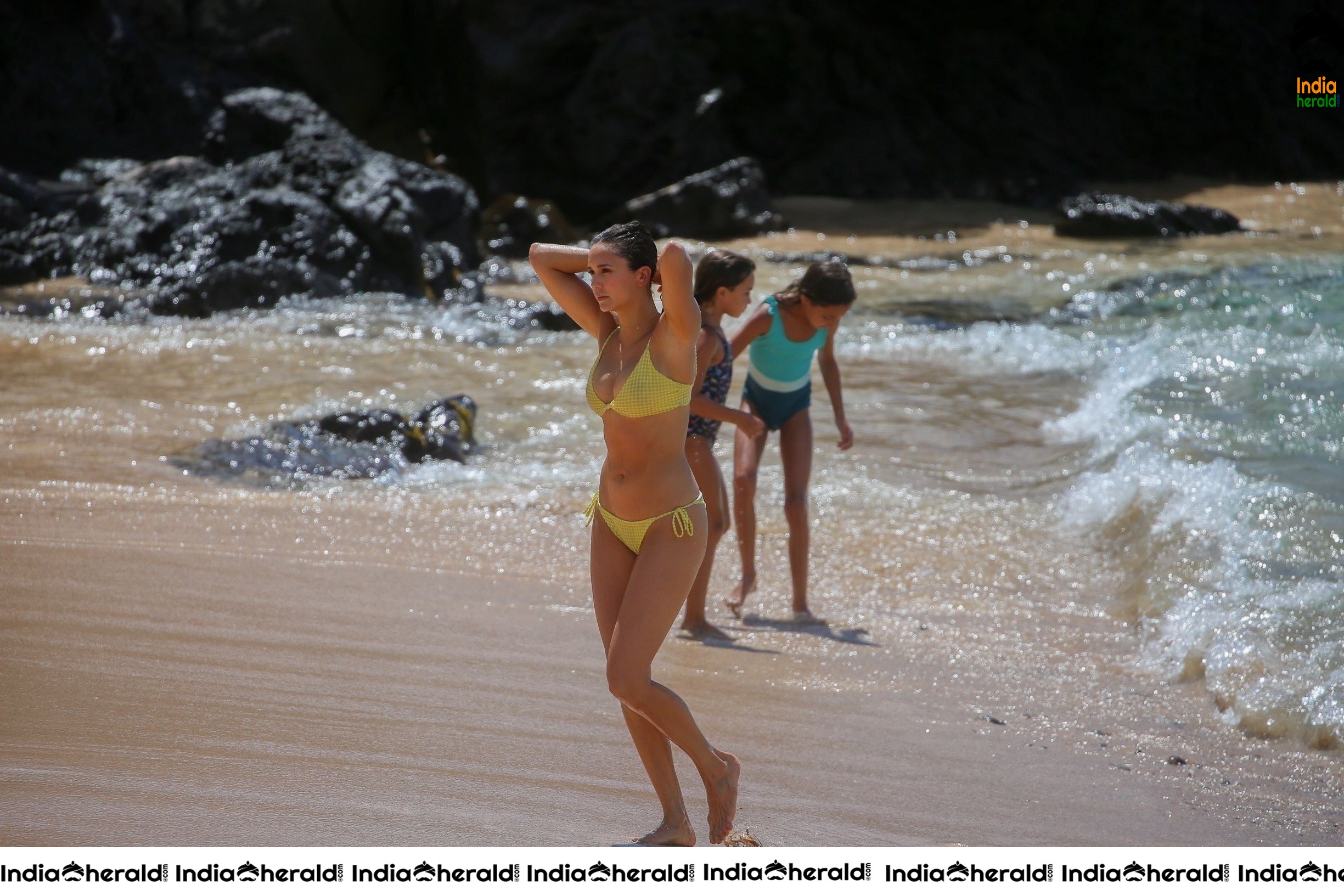 Nina Dobrev exposing her Young Hot Body in Bikini by Beach Side Set 1