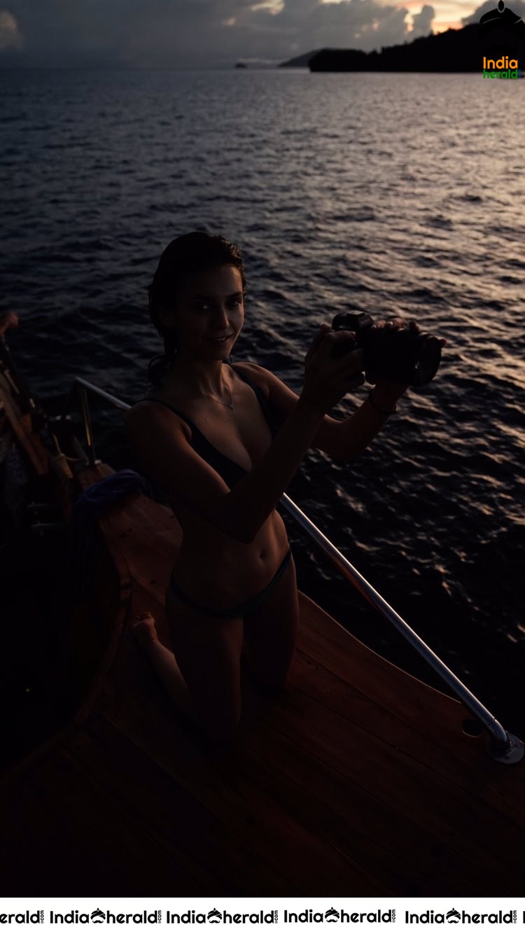 Nina Dobrev In Bikini And She Is All Fancy With Her Dainty Little Back Dive
