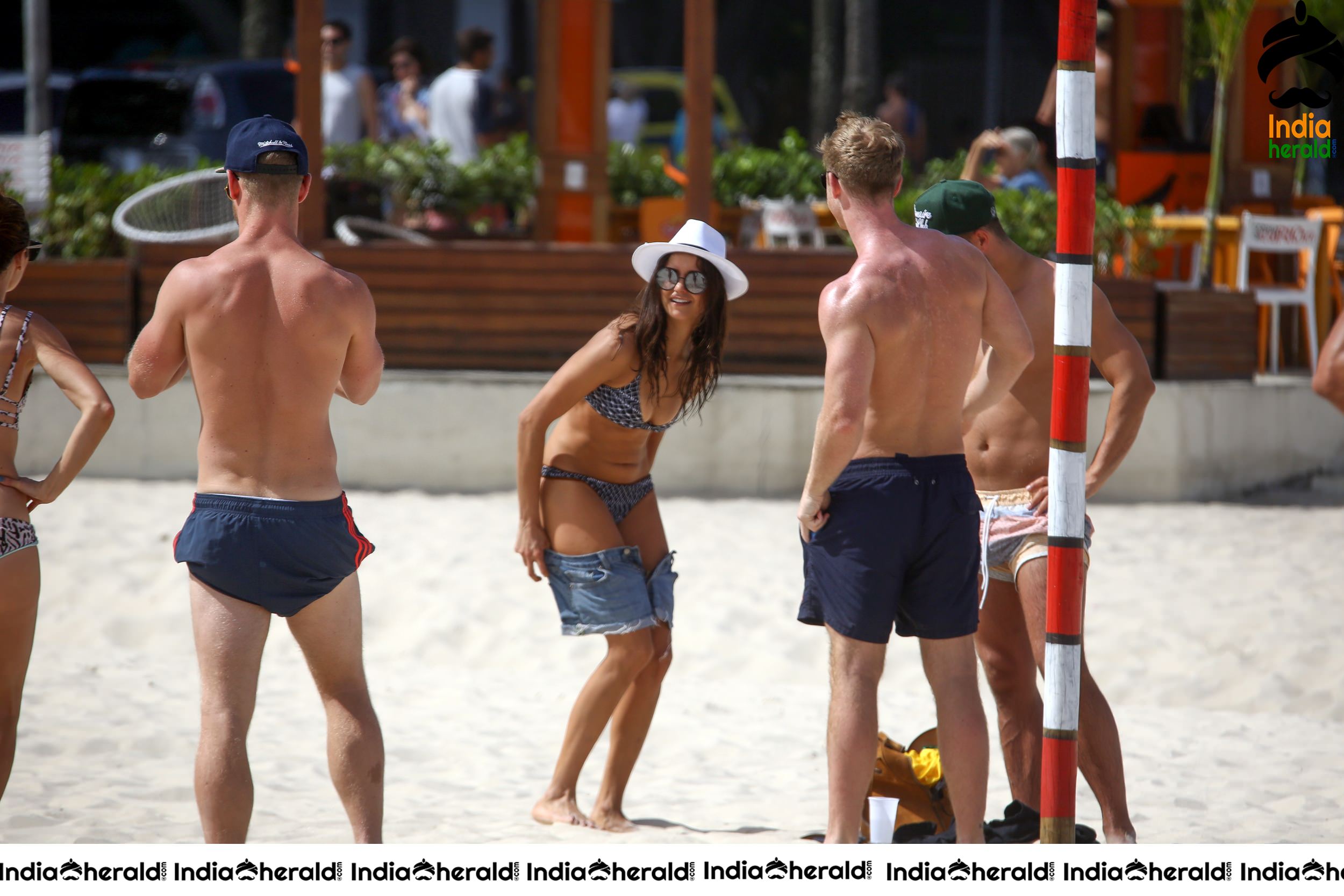 Nina Dobrev Showing her Booty in Two Pice String Bikini