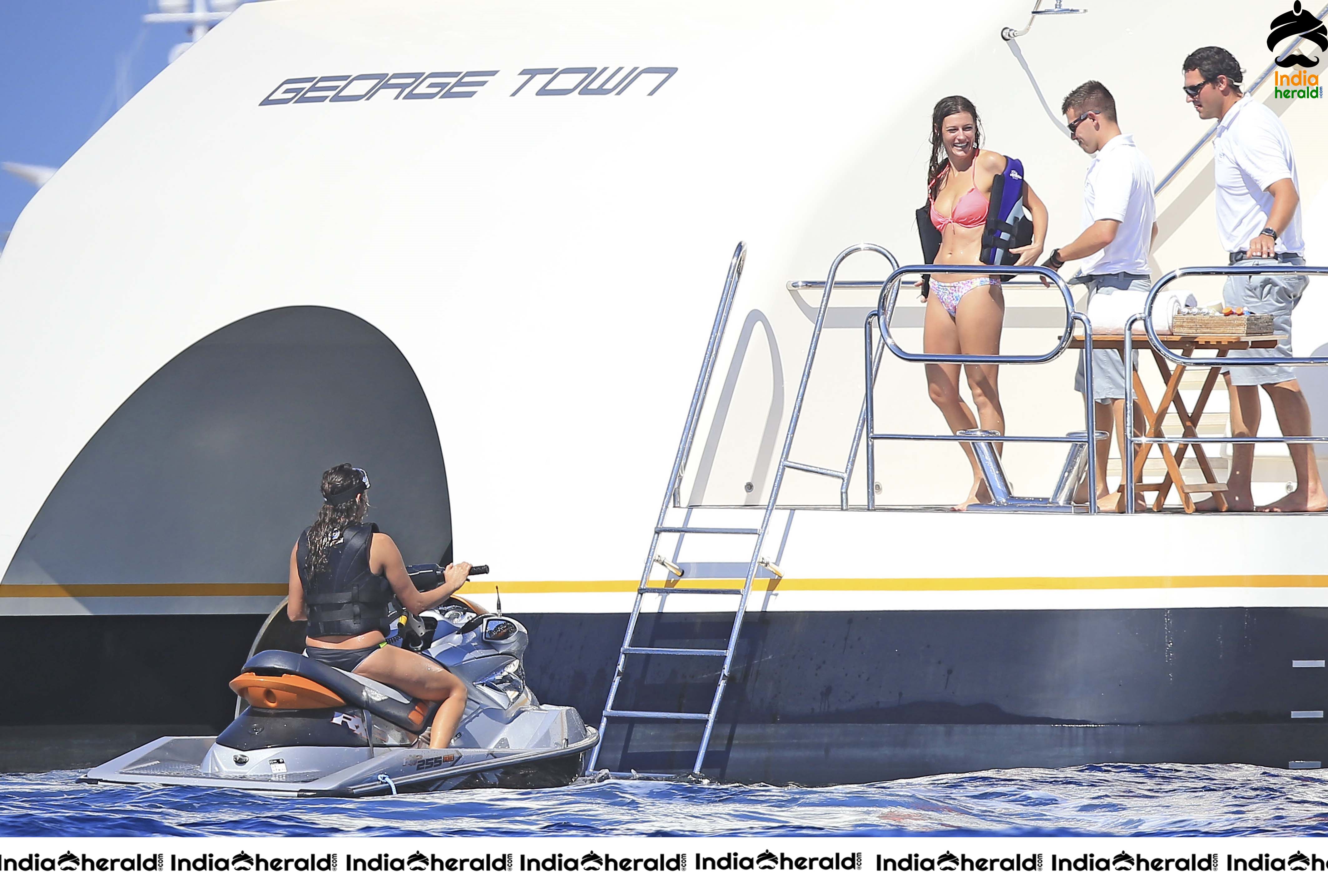 Nina Dobrev wearing a Hot Bikini on a yacht in Ibiza Set 2